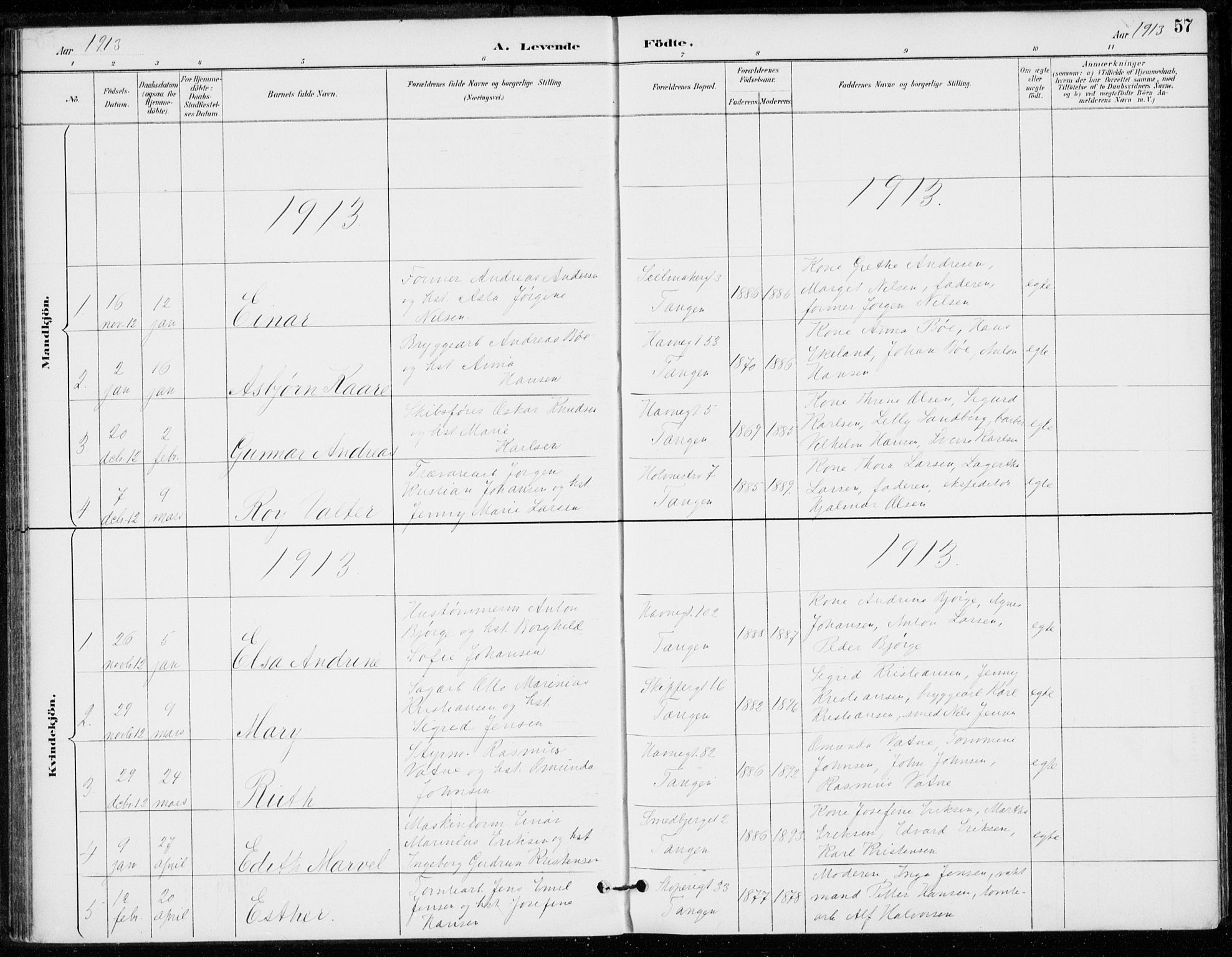 Strømsø kirkebøker, SAKO/A-246/F/Fb/L0007: Parish register (official) no. II 7, 1887-1928, p. 57