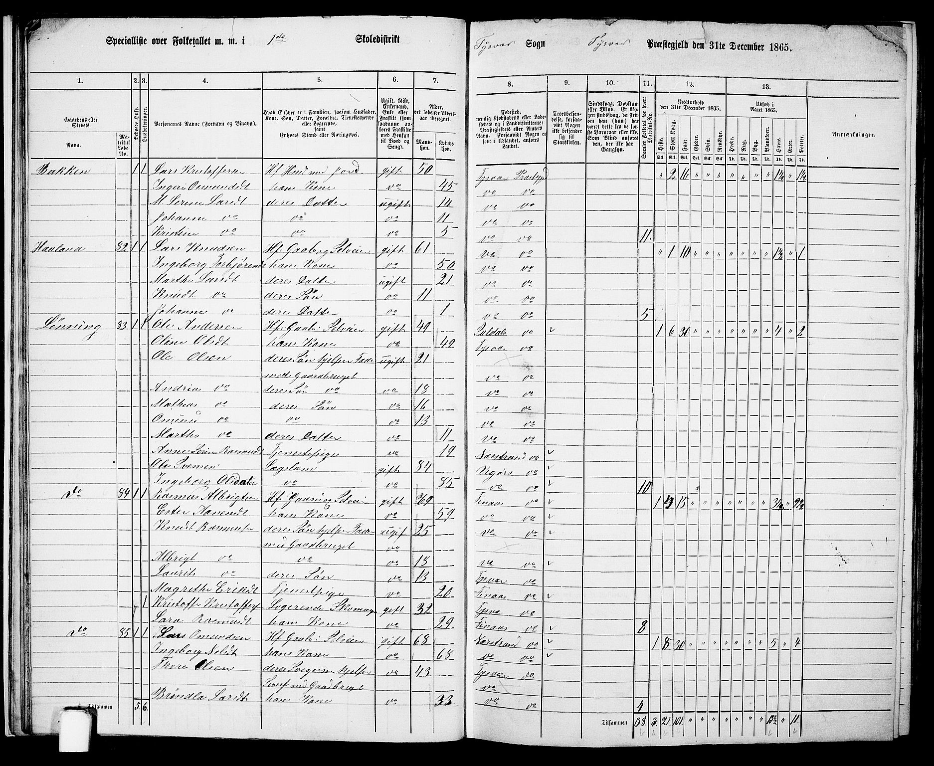 RA, 1865 census for Tysvær, 1865, p. 21