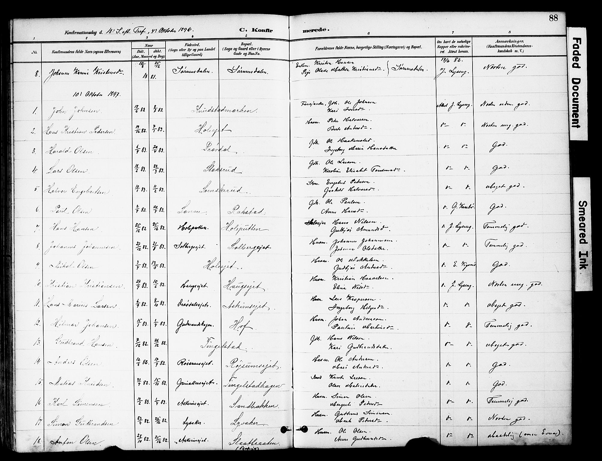 Brandbu prestekontor, AV/SAH-PREST-114/H/Ha/Hab/L0006: Parish register (copy) no. 6, 1893-1902, p. 88