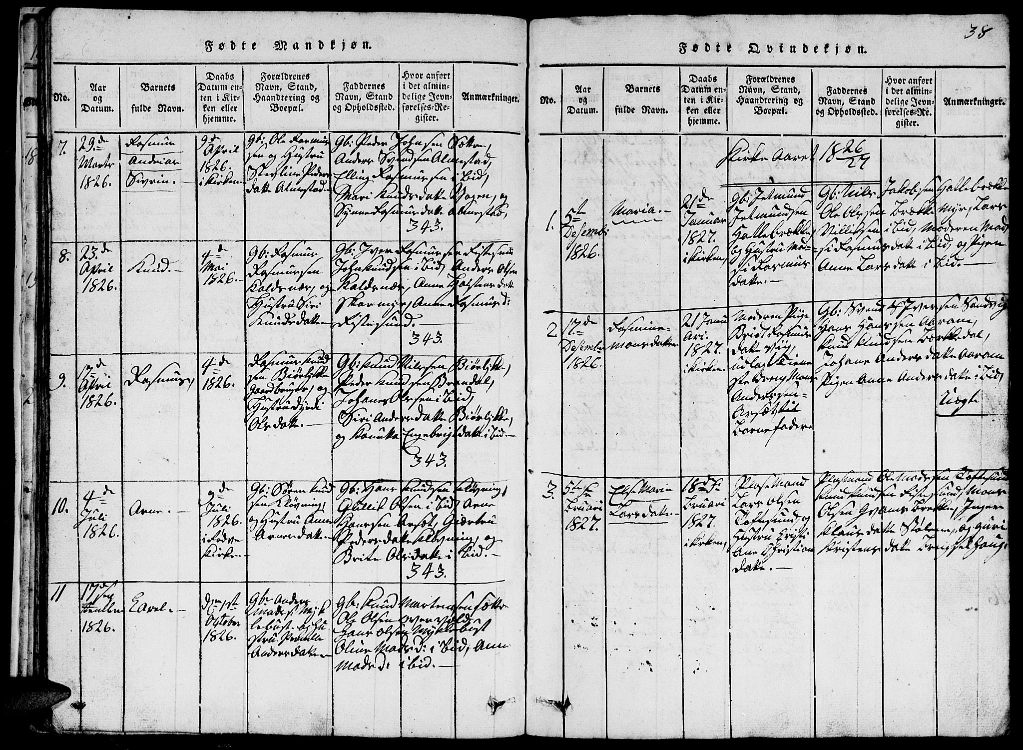 Ministerialprotokoller, klokkerbøker og fødselsregistre - Møre og Romsdal, SAT/A-1454/503/L0046: Parish register (copy) no. 503C01, 1816-1842, p. 38