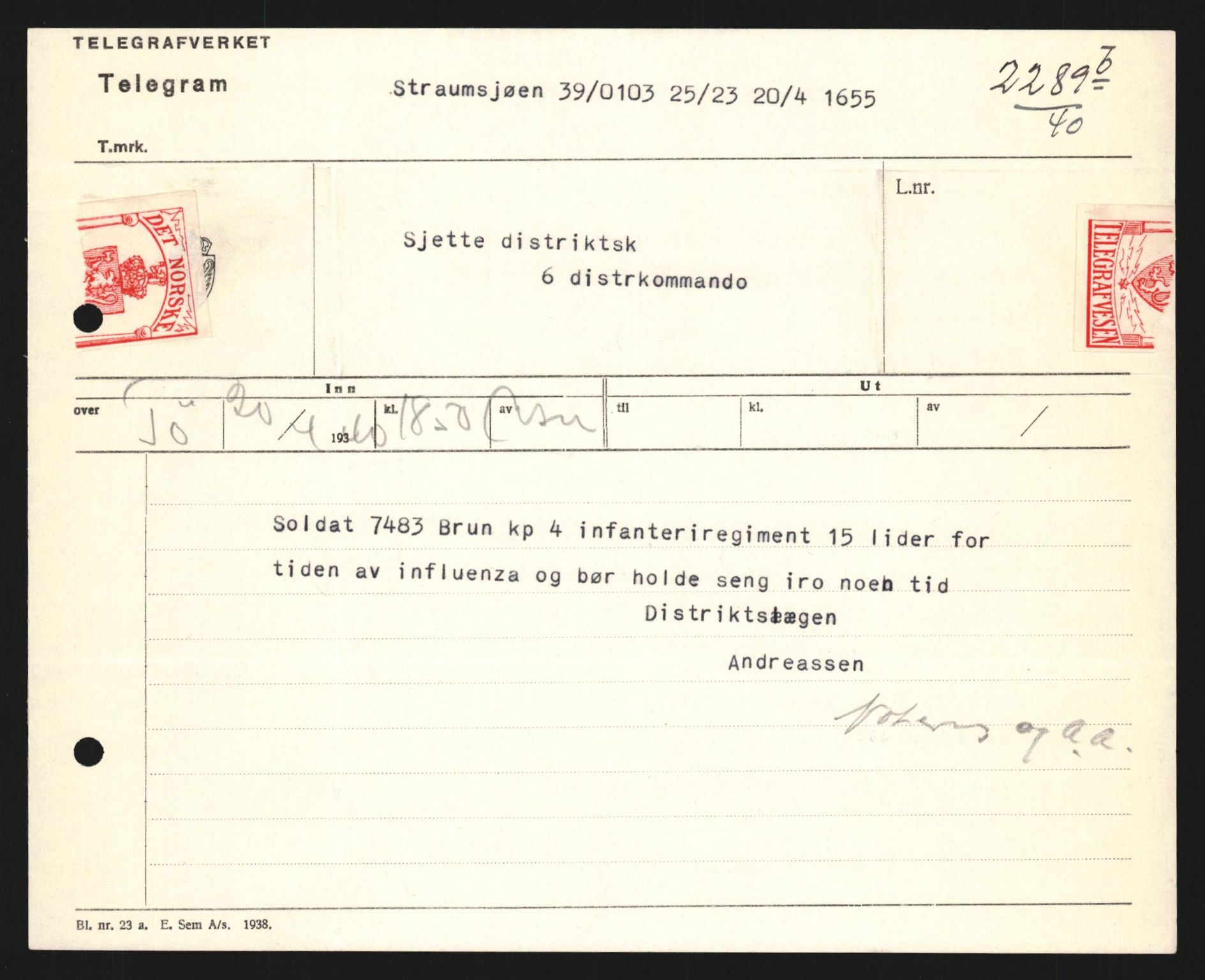 Forsvaret, Forsvarets krigshistoriske avdeling, AV/RA-RAFA-2017/Y/Yb/L0123: II-C-11-600  -  6. Divisjon med avdelinger, 1940, p. 274