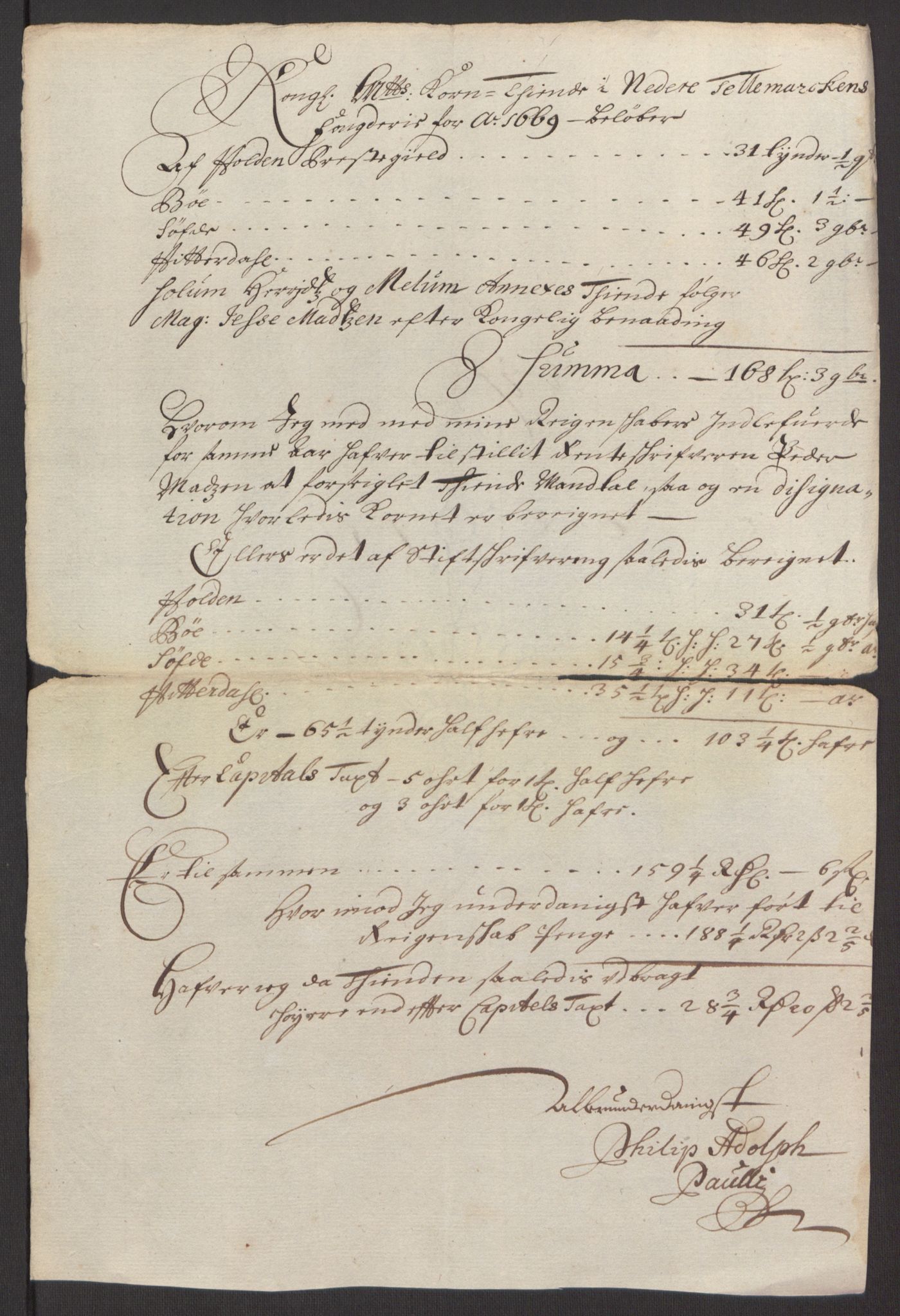 Rentekammeret inntil 1814, Reviderte regnskaper, Fogderegnskap, AV/RA-EA-4092/R35/L2062: Fogderegnskap Øvre og Nedre Telemark, 1674, p. 168