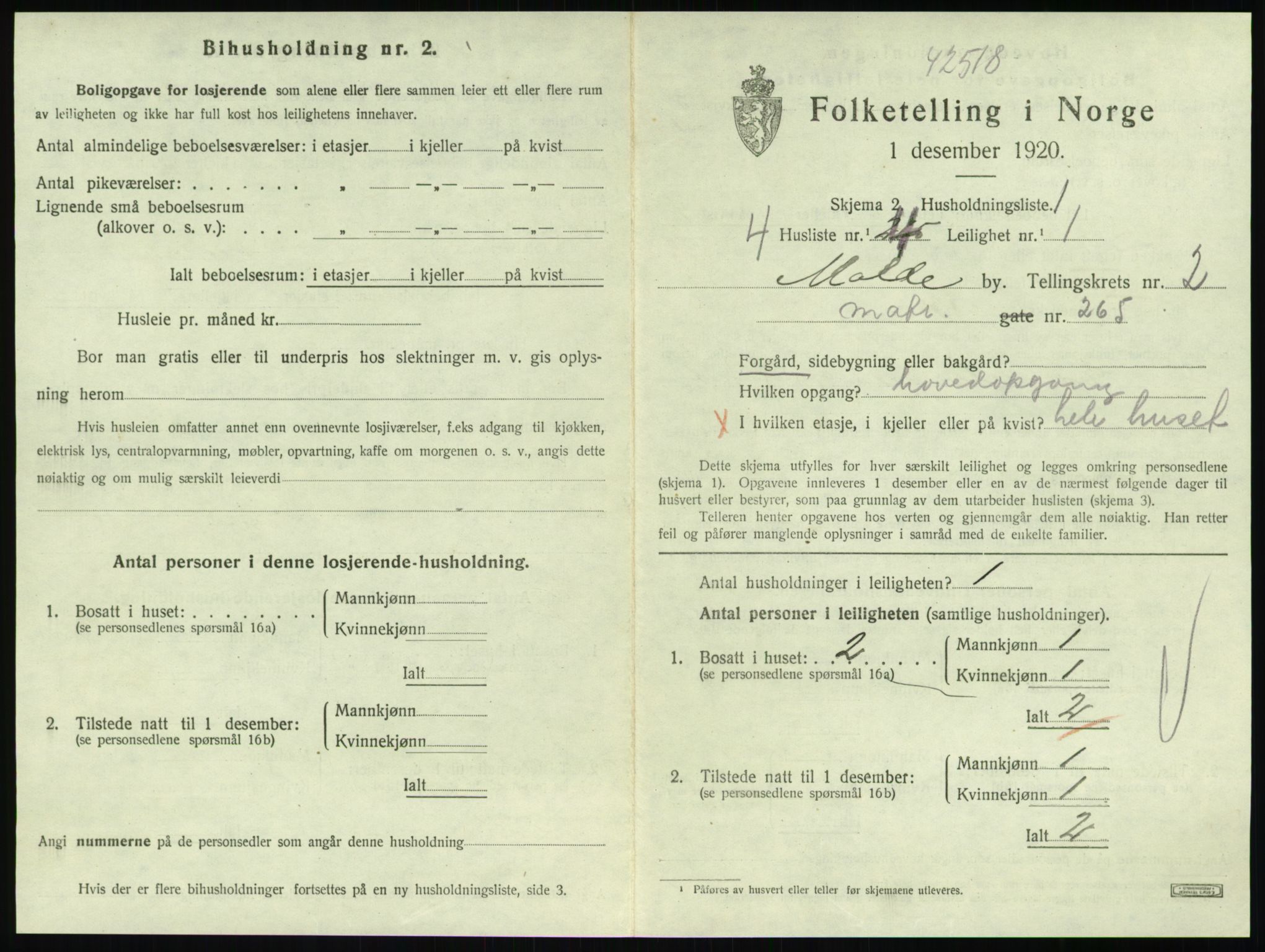 SAT, 1920 census for Molde, 1920, p. 981