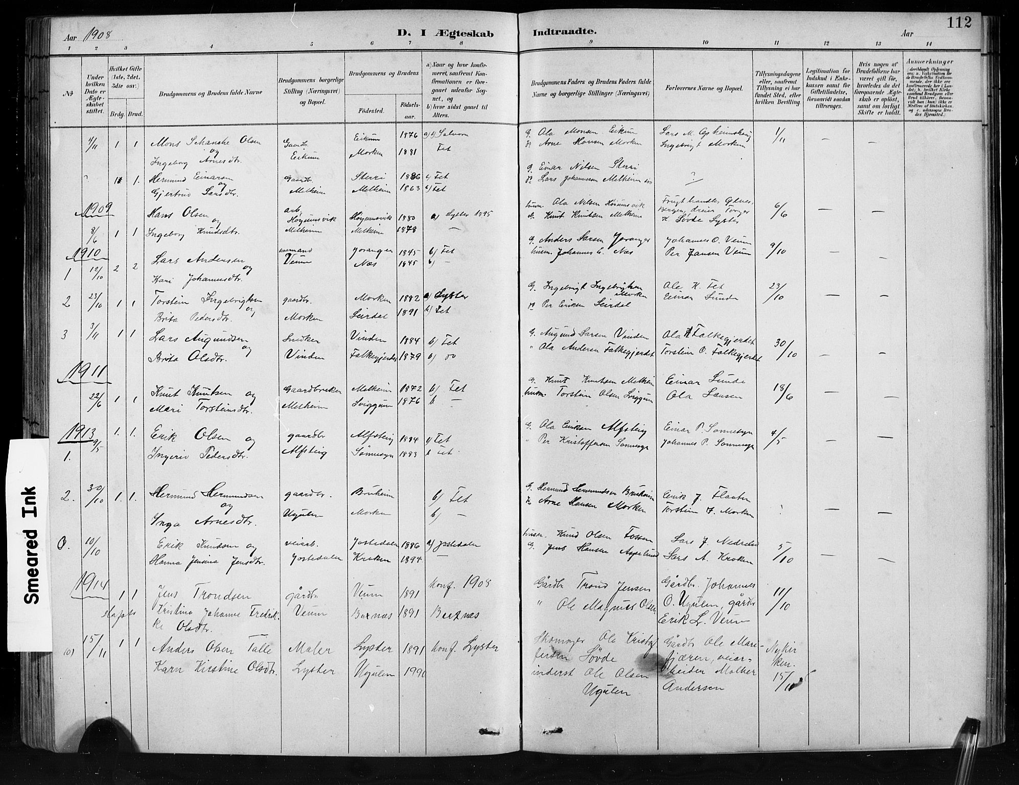 Jostedal sokneprestembete, SAB/A-80601/H/Hab/Habb/L0001: Parish register (copy) no. B 1, 1882-1921, p. 112