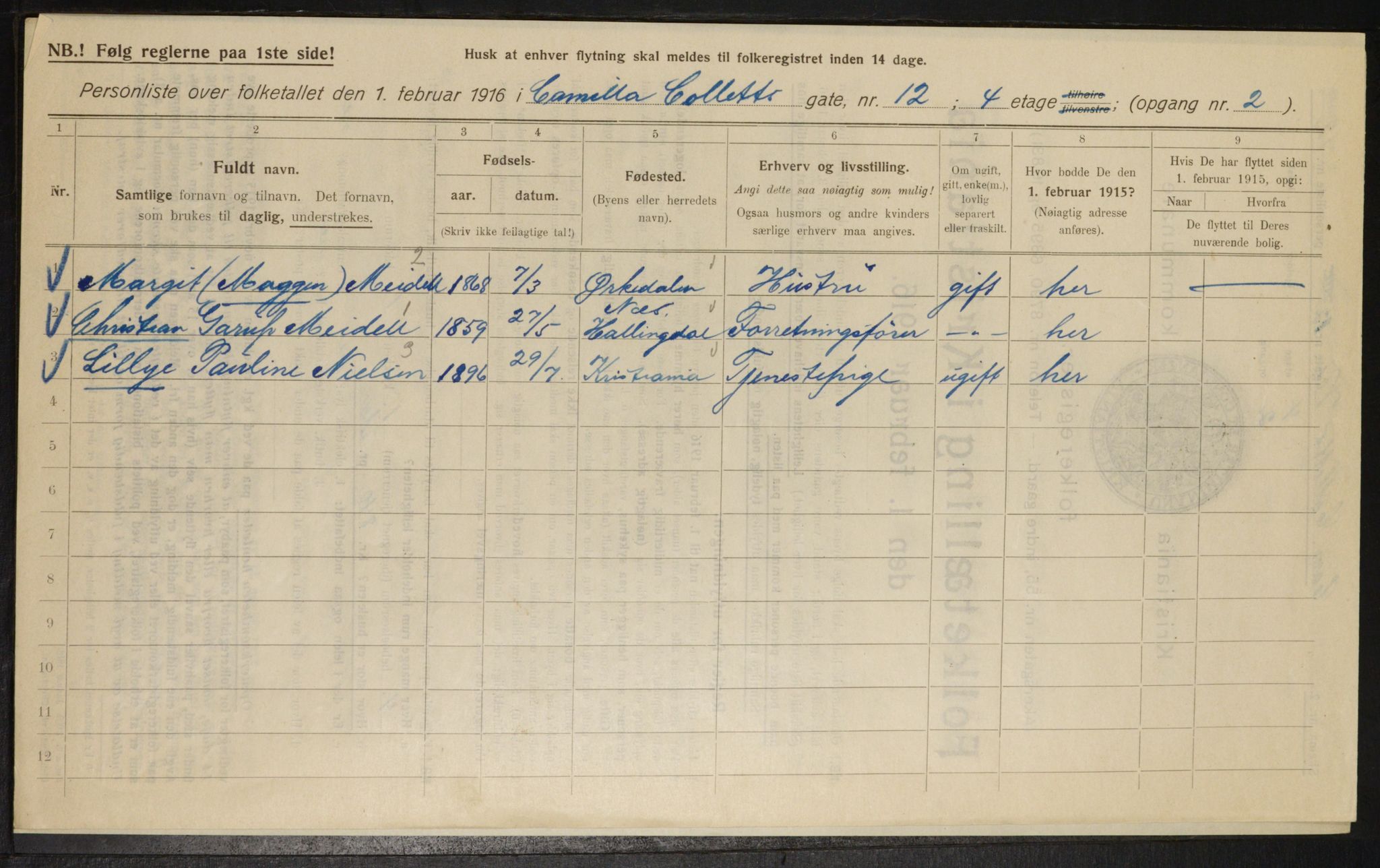 OBA, Municipal Census 1916 for Kristiania, 1916, p. 11822