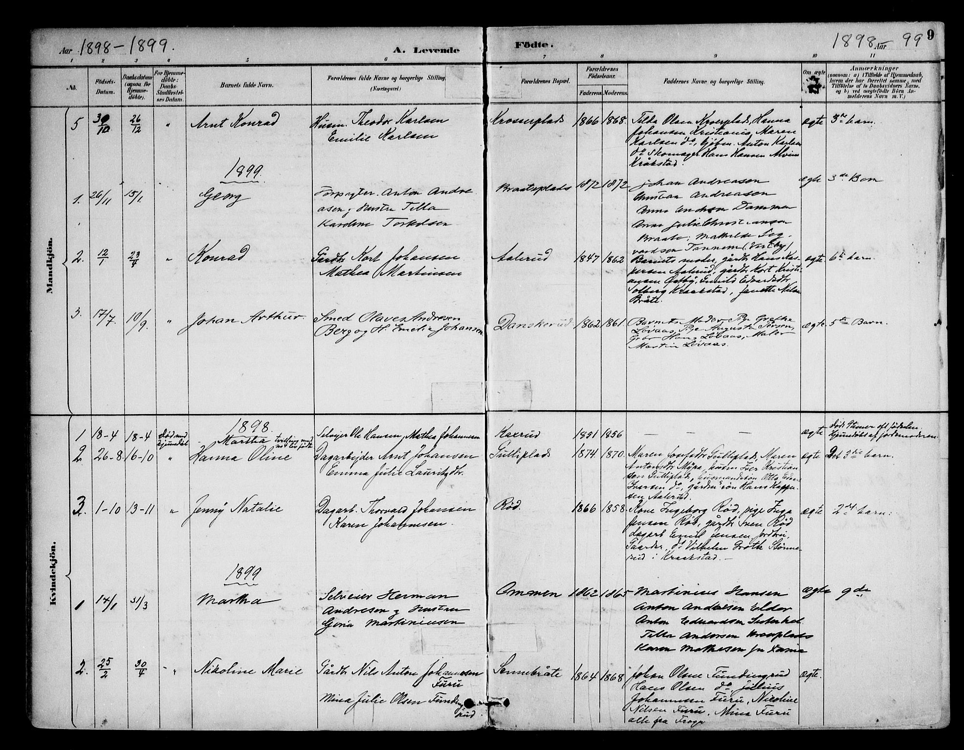 Ås prestekontor Kirkebøker, SAO/A-10894/F/Fc/L0002: Parish register (official) no. III 2, 1892-1924, p. 9