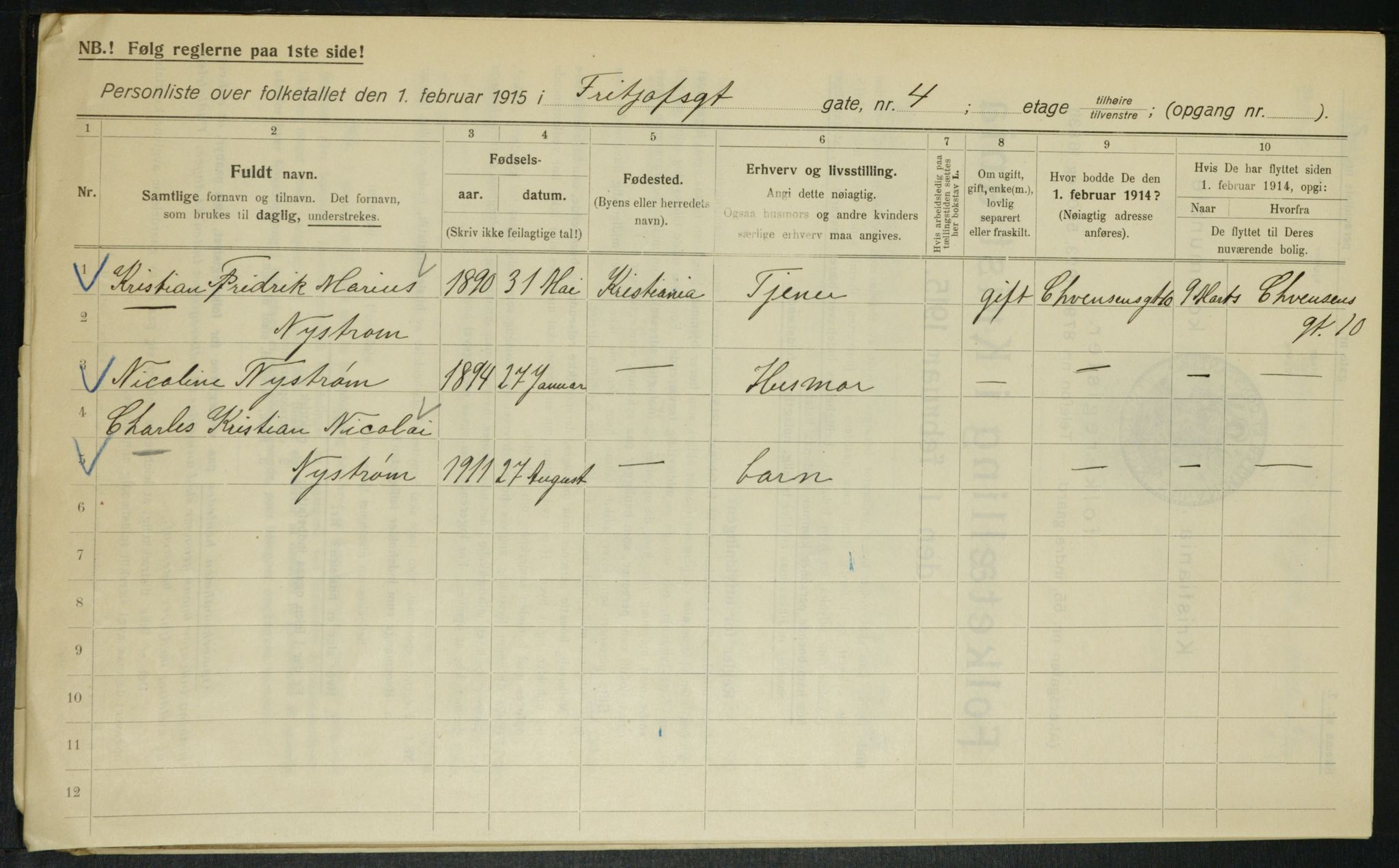 OBA, Municipal Census 1915 for Kristiania, 1915, p. 26432