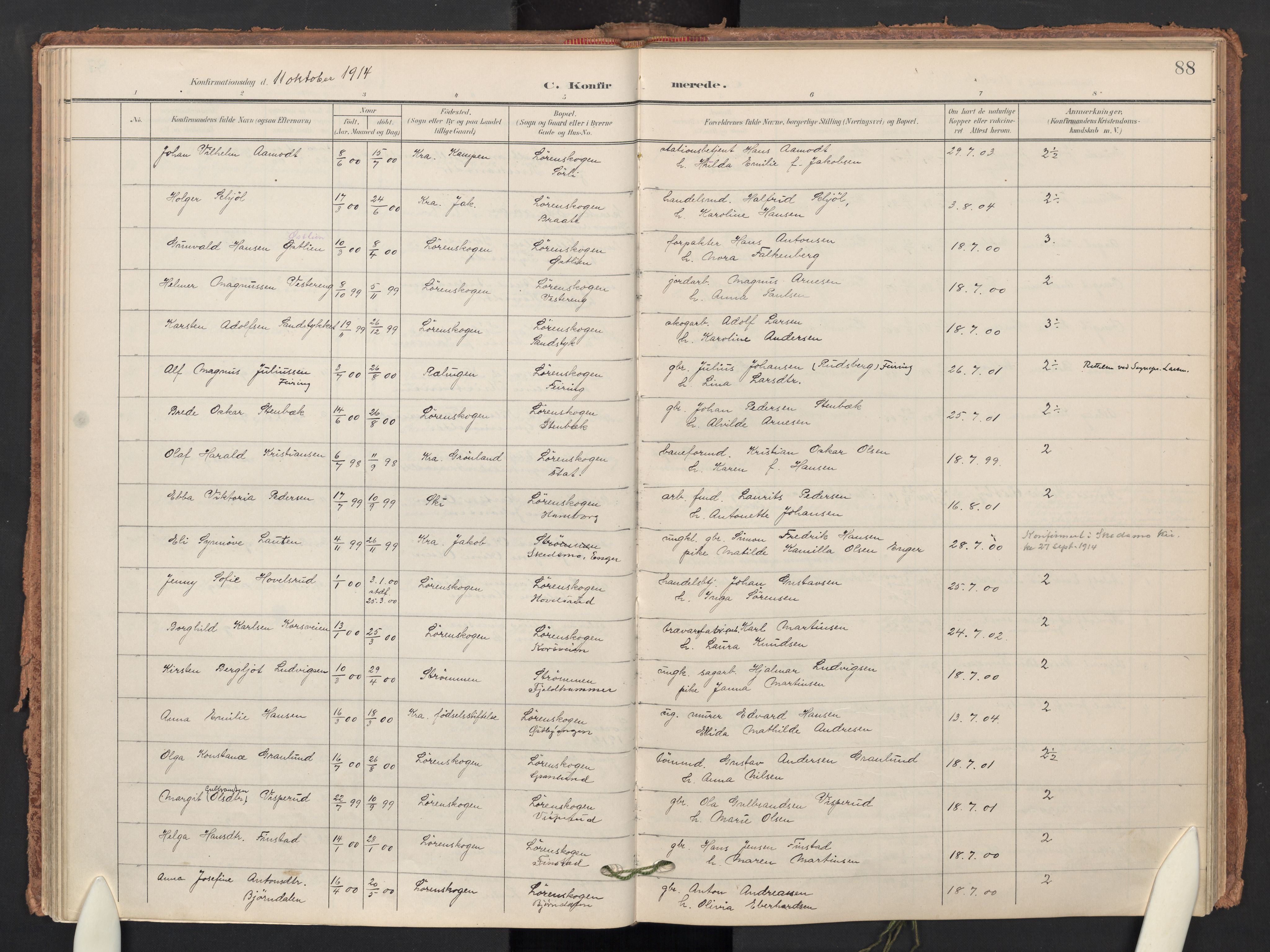 Skedsmo prestekontor Kirkebøker, AV/SAO-A-10033a/F/Fb/L0002: Parish register (official) no. II 2, 1902-1921, p. 88