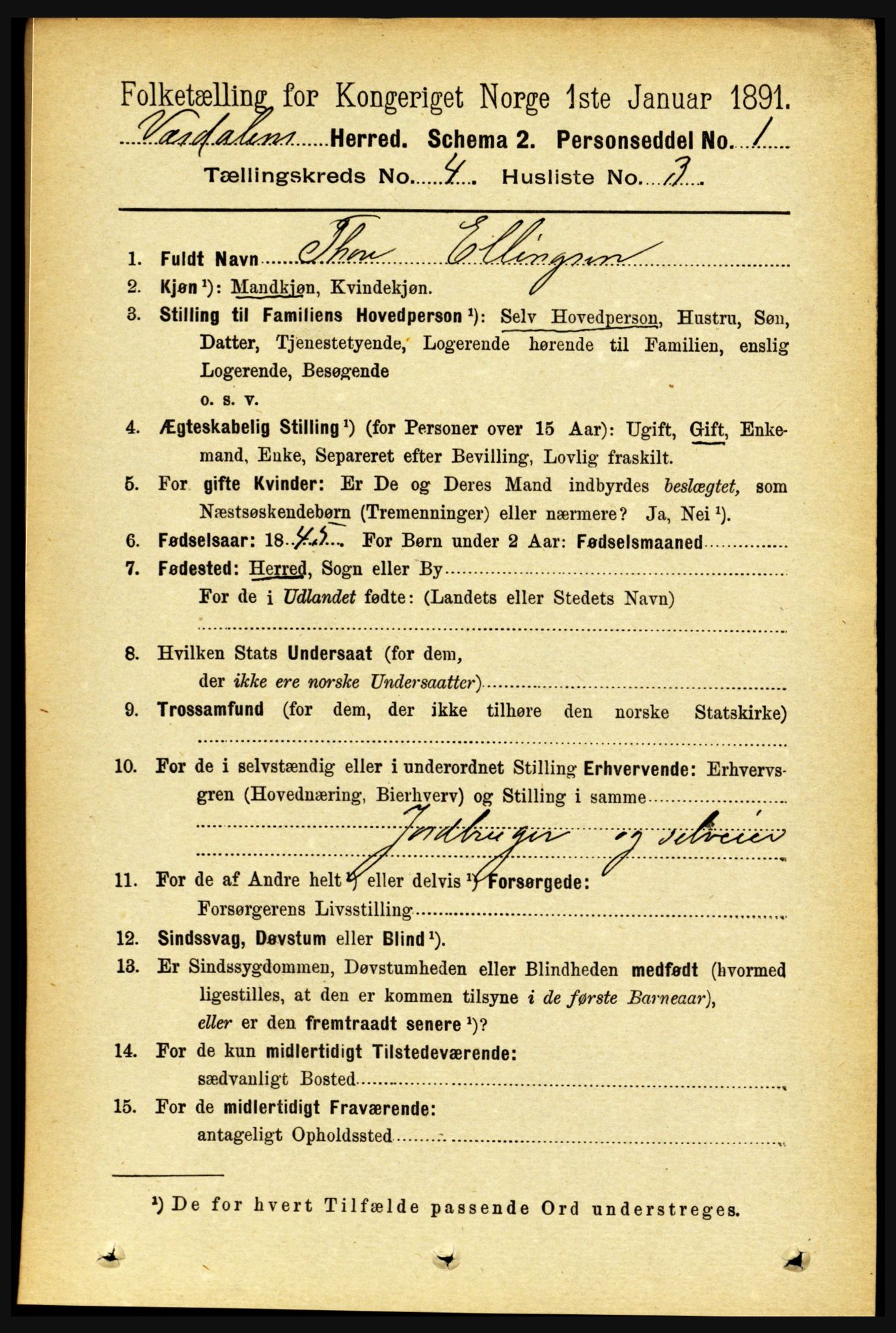 RA, 1891 census for 1721 Verdal, 1891, p. 2489