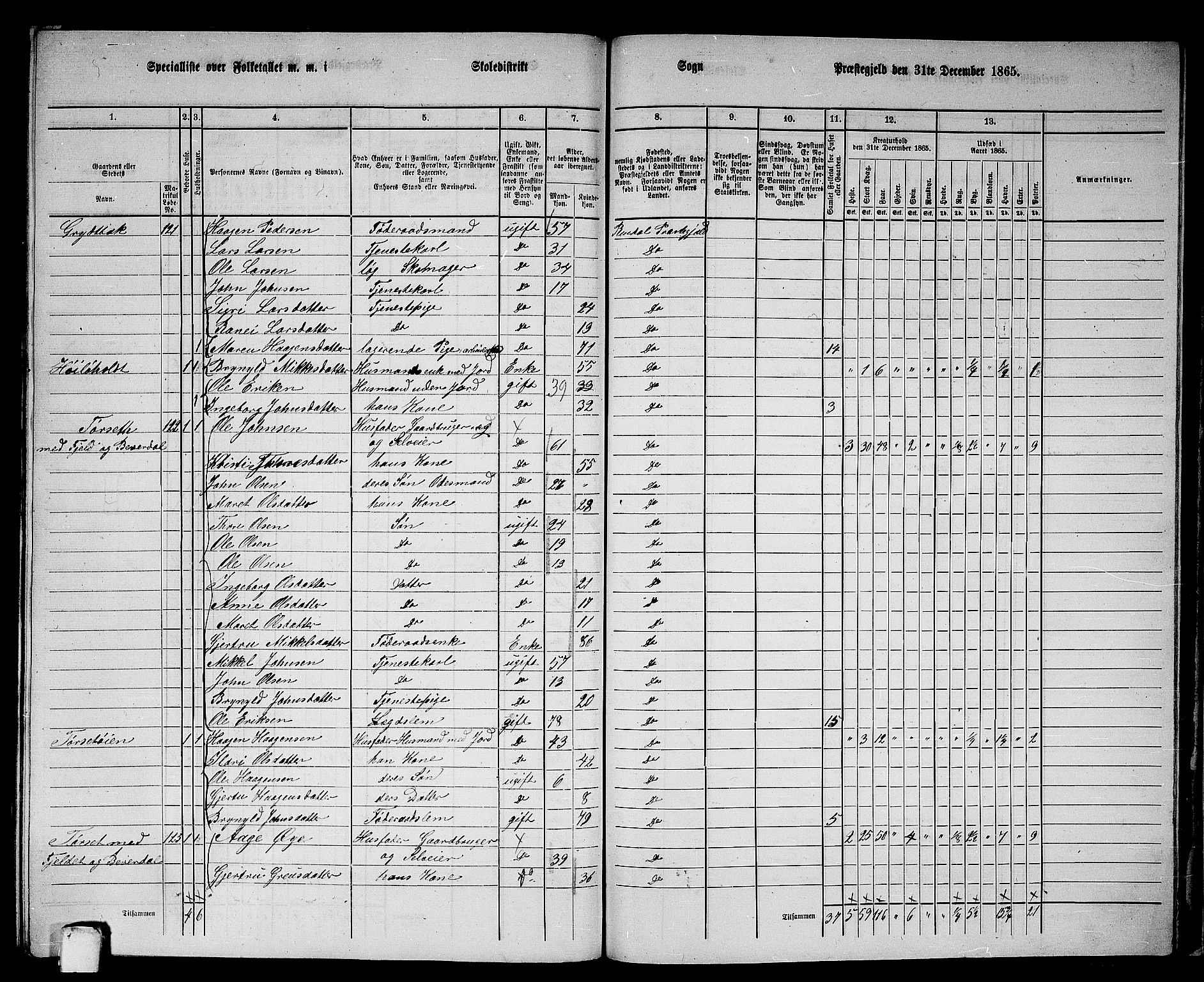 RA, 1865 census for Rindal, 1865, p. 93