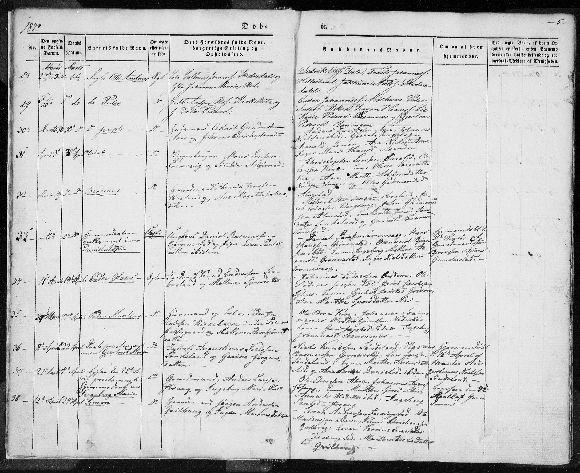 Skudenes sokneprestkontor, AV/SAST-A -101849/H/Ha/Haa/L0002: Parish register (official) no. A 2.1, 1841-1846, p. 5