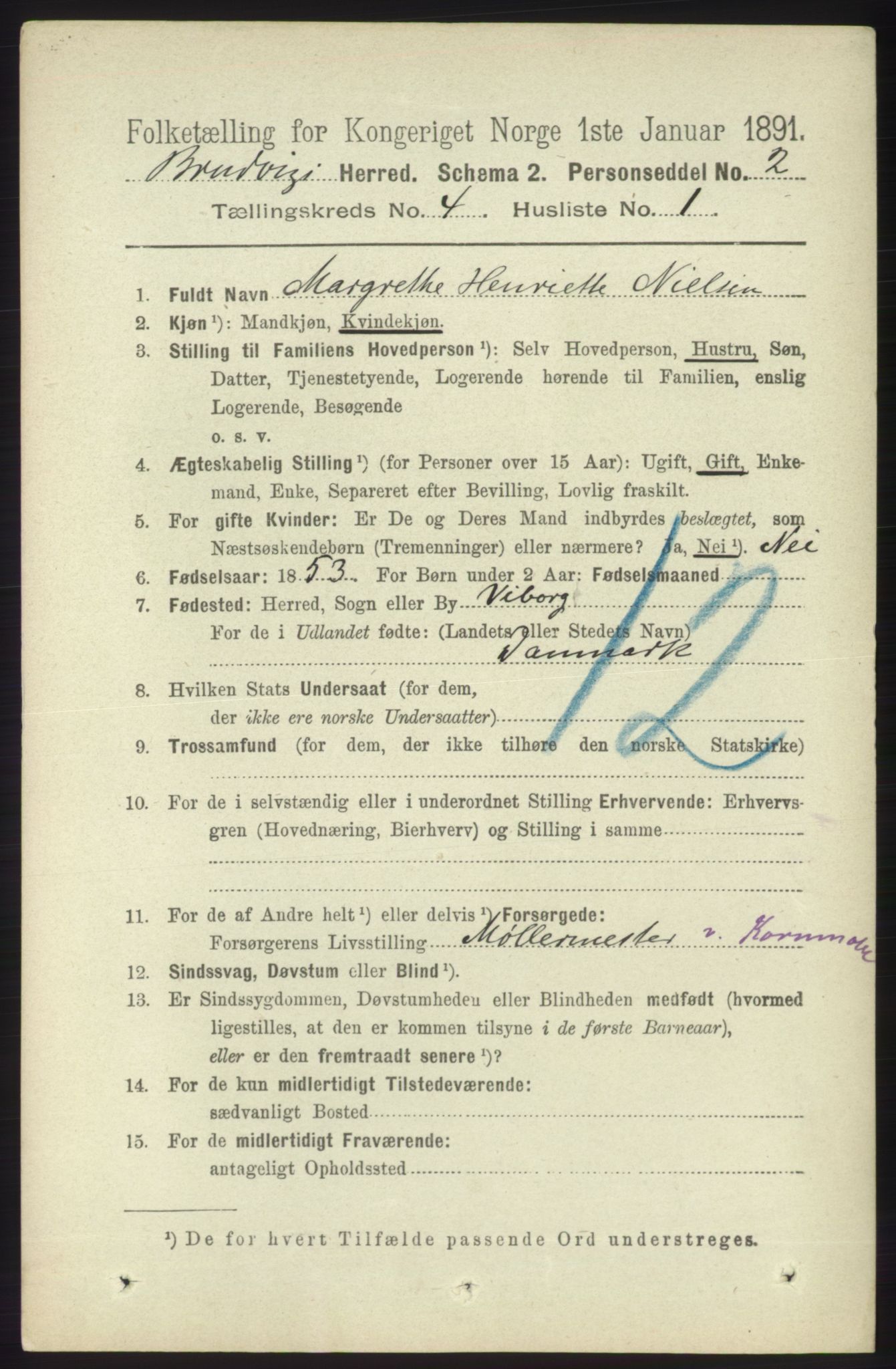 RA, 1891 census for 1251 Bruvik, 1891, p. 1003