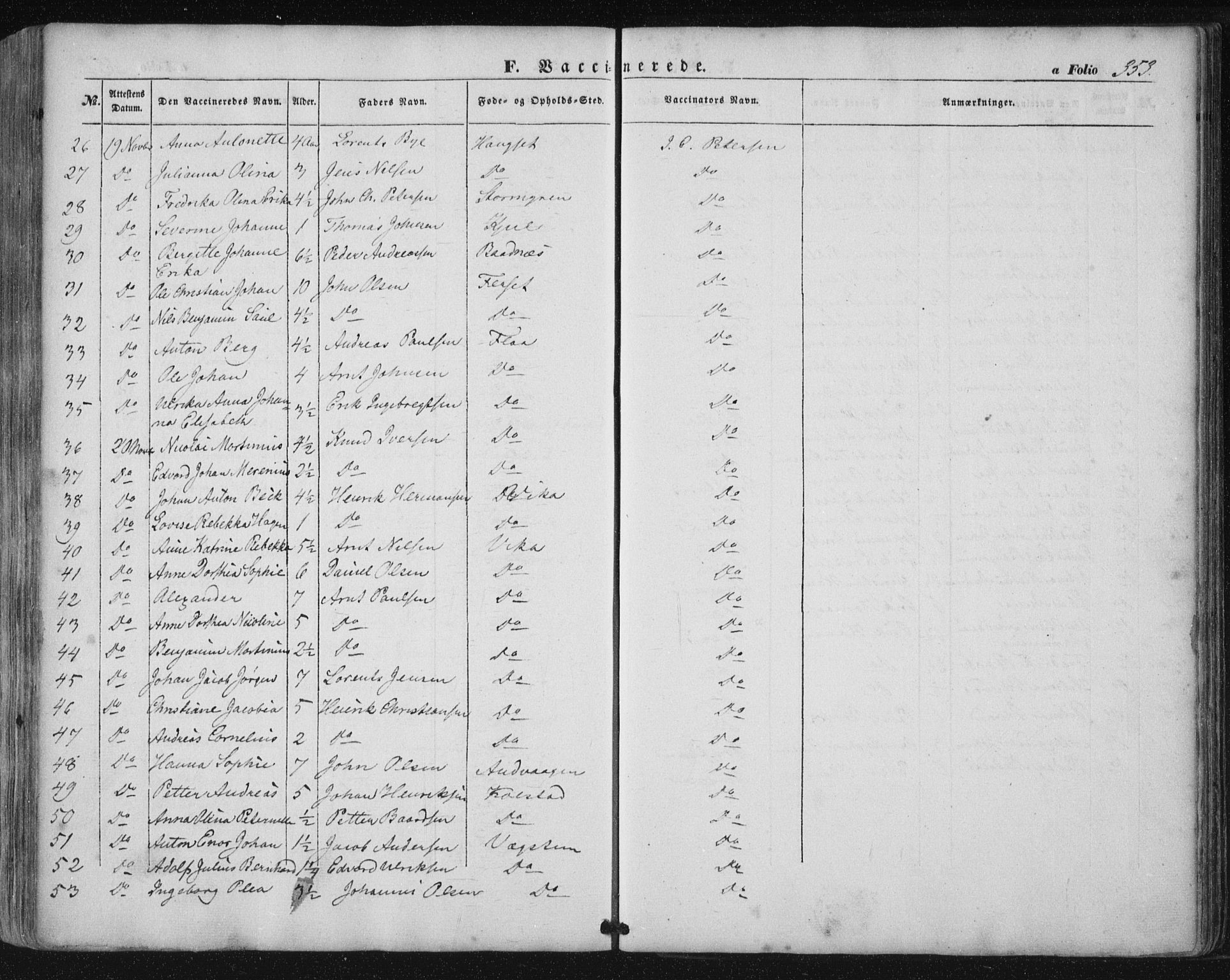 Ministerialprotokoller, klokkerbøker og fødselsregistre - Nordland, AV/SAT-A-1459/816/L0240: Parish register (official) no. 816A06, 1846-1870, p. 353