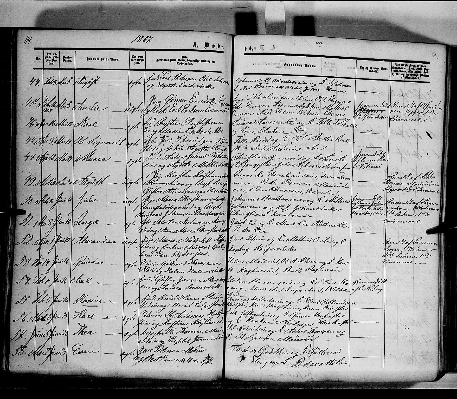 Nes prestekontor, Hedmark, SAH/PREST-020/K/Ka/L0004: Parish register (official) no. 4, 1852-1886, p. 114