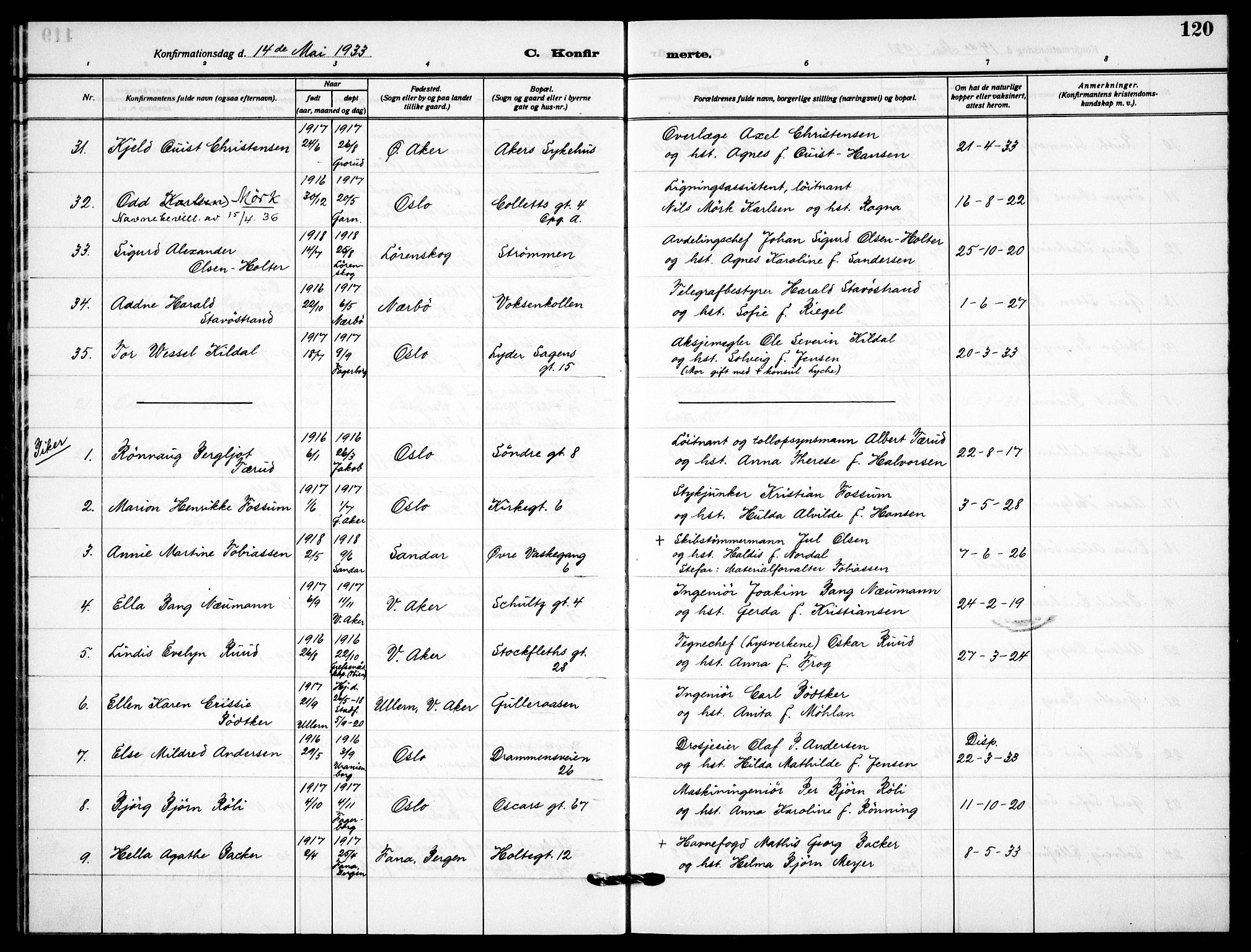 Garnisonsmenigheten Kirkebøker, AV/SAO-A-10846/F/Fa/L0017: Parish register (official) no. 17, 1926-1937, p. 120