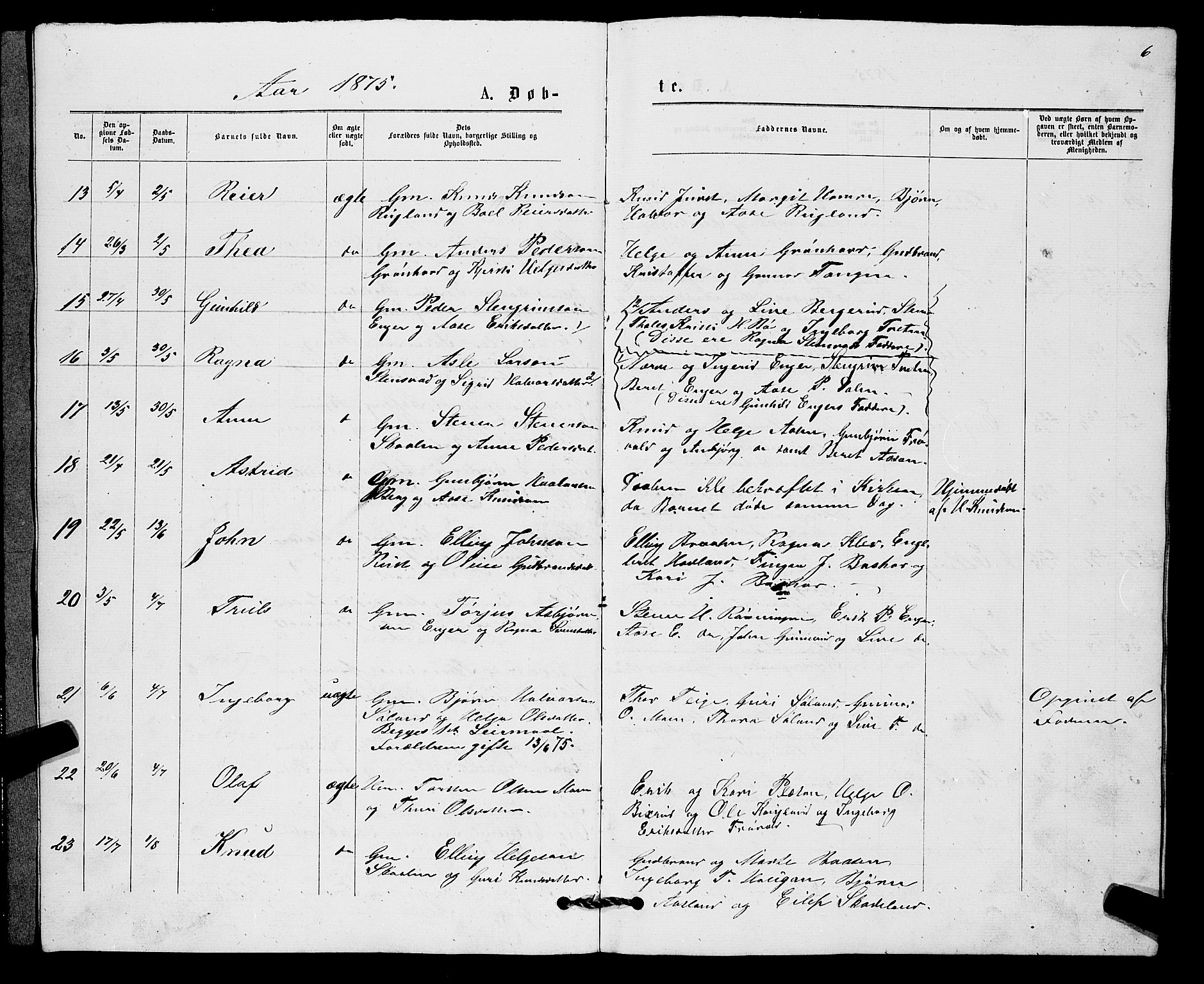 Sigdal kirkebøker, SAKO/A-245/G/Gb/L0002: Parish register (copy) no. II 2, 1875-1900, p. 6