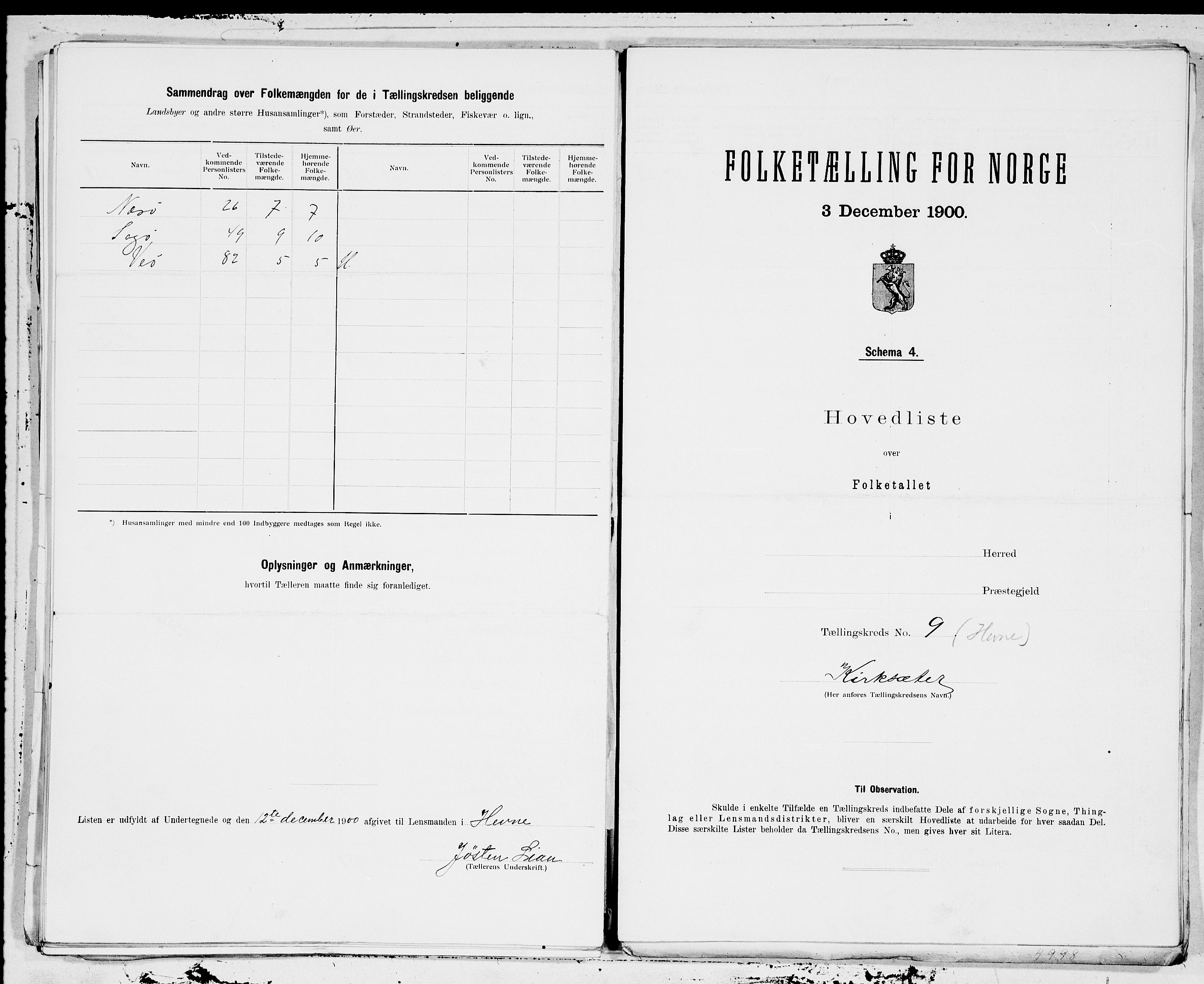 SAT, 1900 census for Hemne, 1900, p. 22