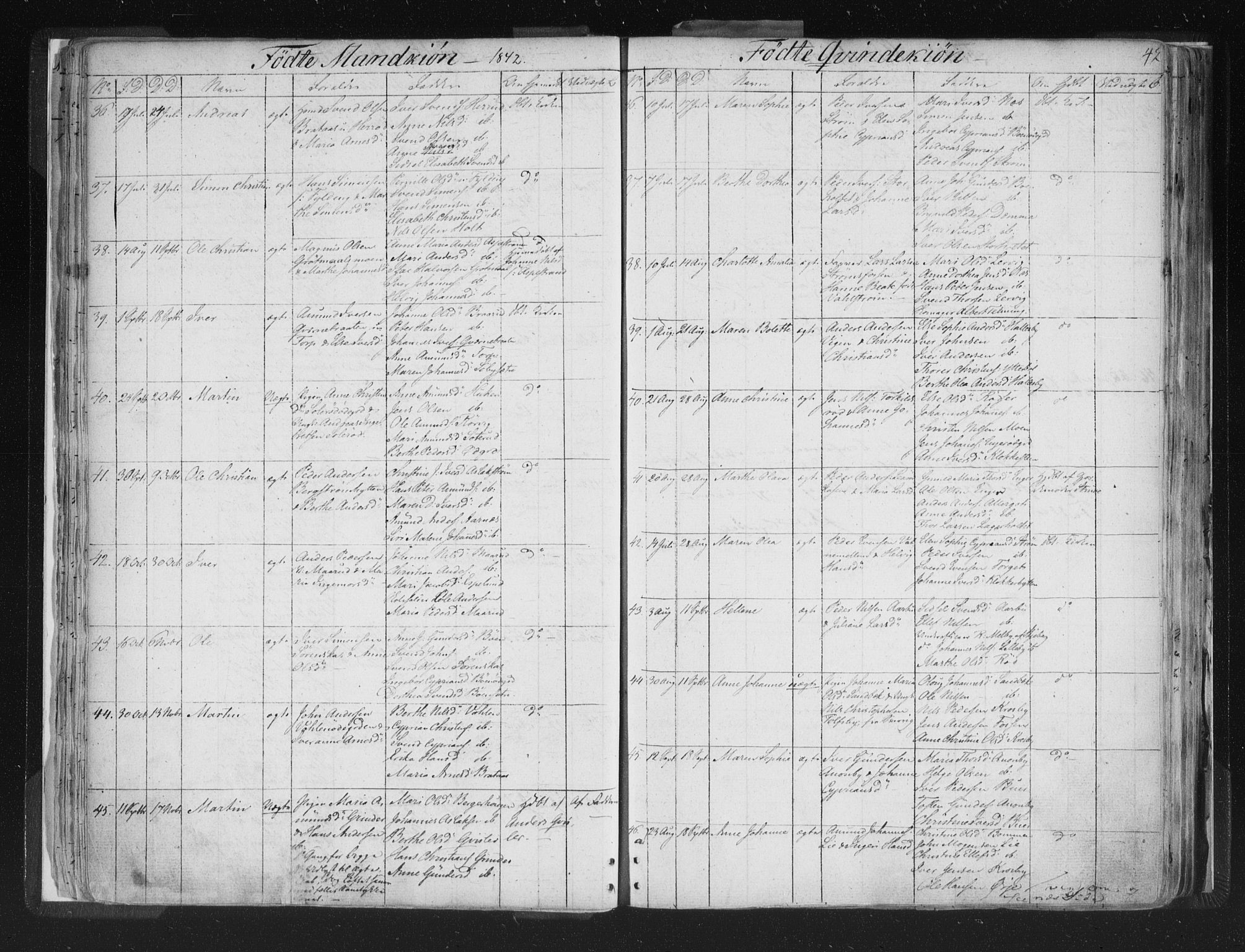 Aremark prestekontor Kirkebøker, AV/SAO-A-10899/F/Fc/L0002: Parish register (official) no. III 2, 1834-1849, p. 42