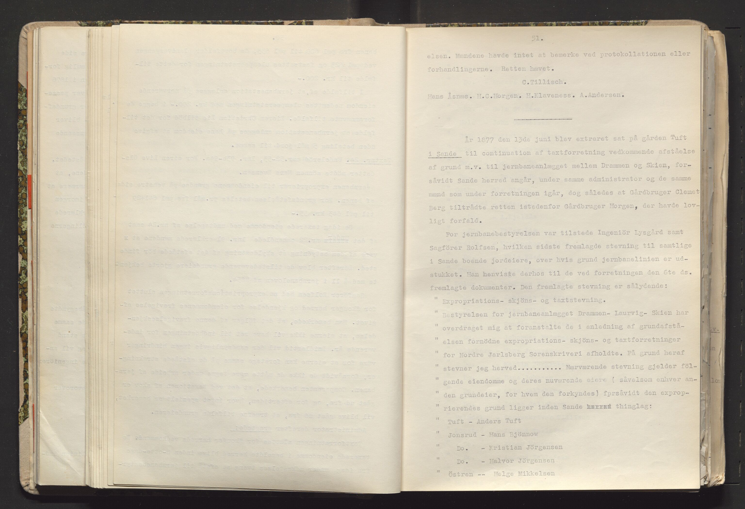 Norges Statsbaner Drammen distrikt (NSB), AV/SAKO-A-30/Y/Yc/L0005: Takster Vestfoldbanen strekningen Drammen-Horten samt Drammen stasjons utvidelse , 1877-1910, p. 51