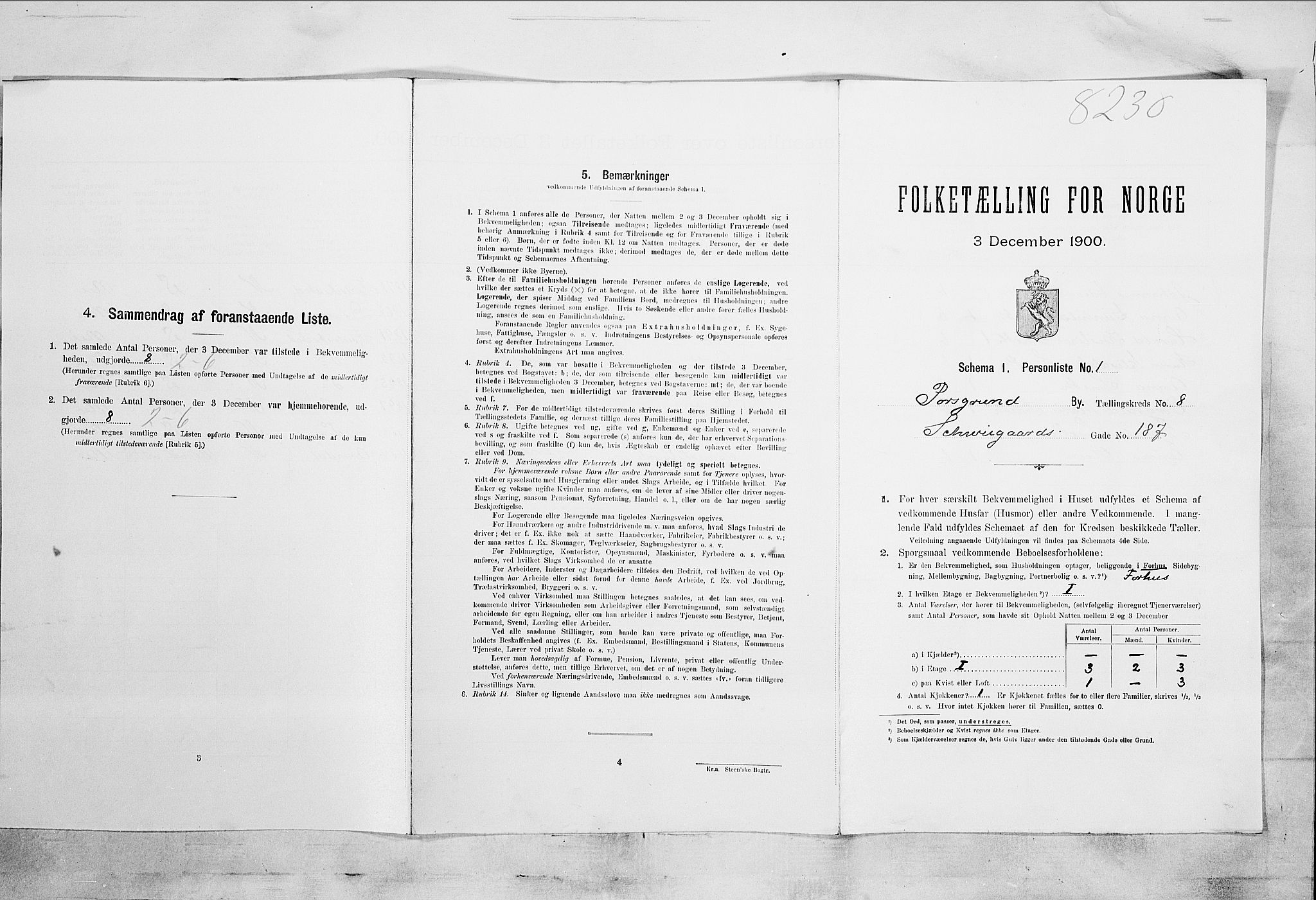 SAKO, 1900 census for Porsgrunn, 1900, p. 1223