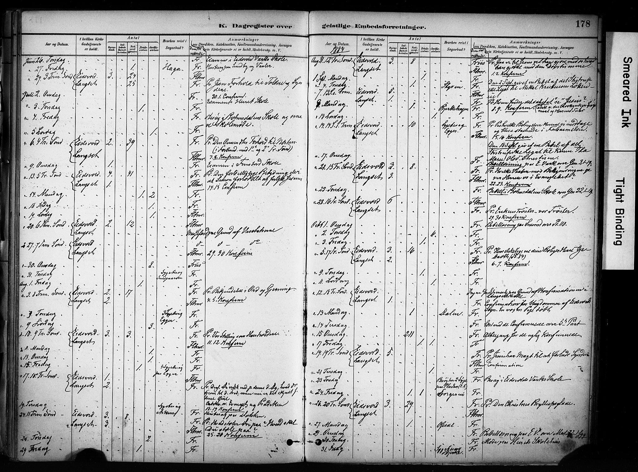 Eidsvoll prestekontor Kirkebøker, AV/SAO-A-10888/F/Fa/L0003: Parish register (official) no. I 3, 1882-1895, p. 178