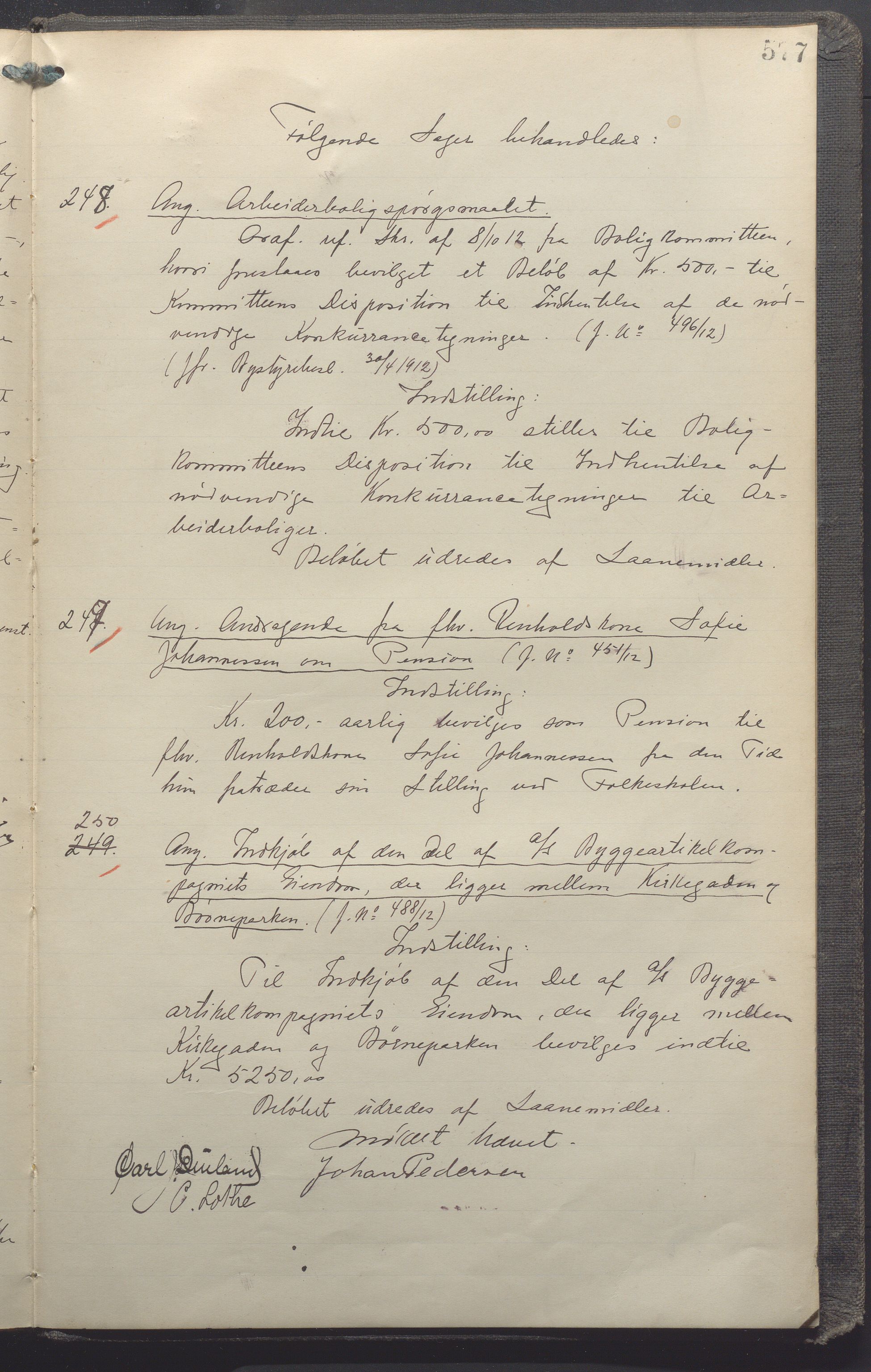 Haugesund kommune - Formannskapet, IKAR/X-0001/A/L0010: Møtebok, 1910-1912, p. 577