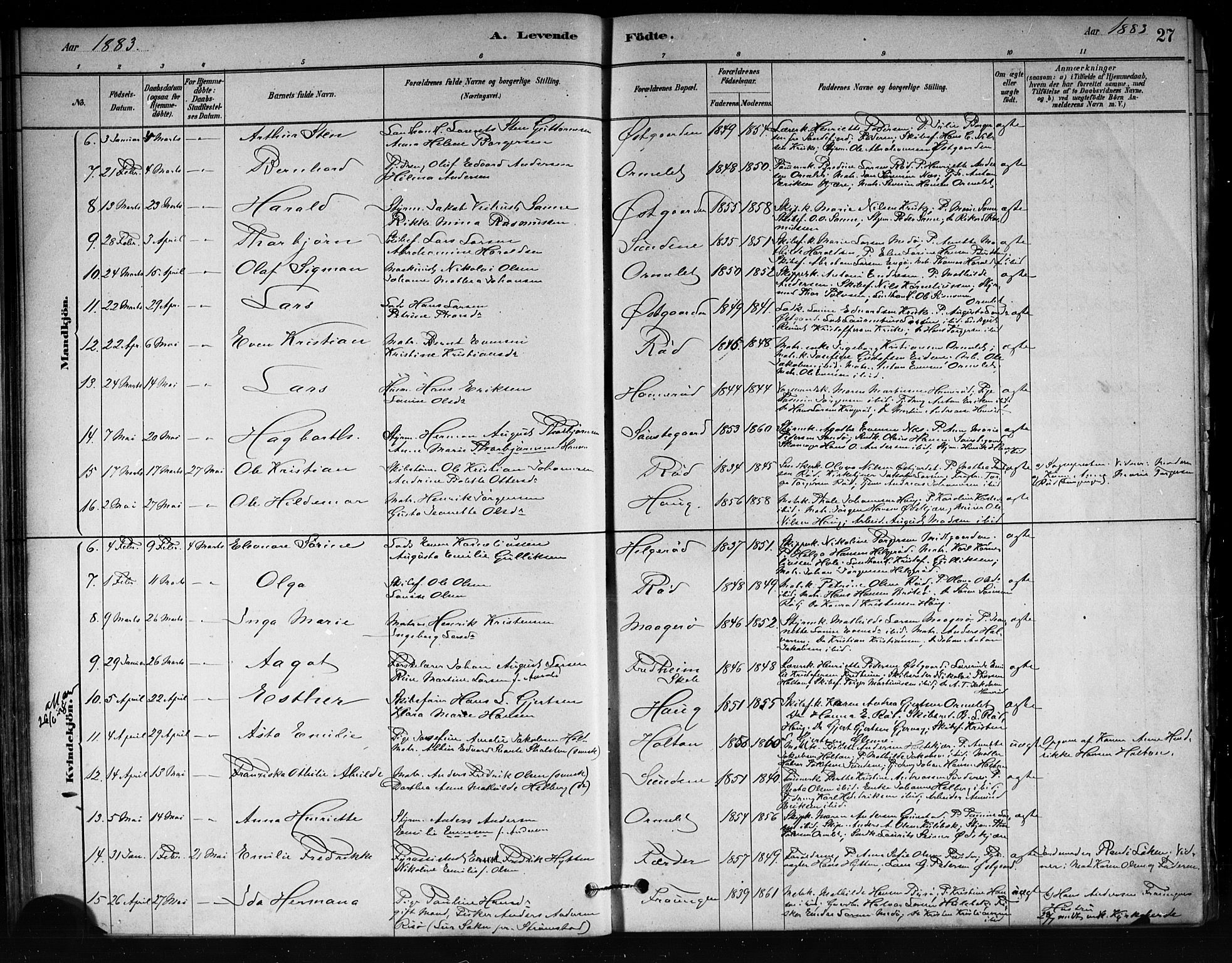 Tjøme kirkebøker, AV/SAKO-A-328/F/Fa/L0001: Parish register (official) no. I 1, 1879-1890, p. 27