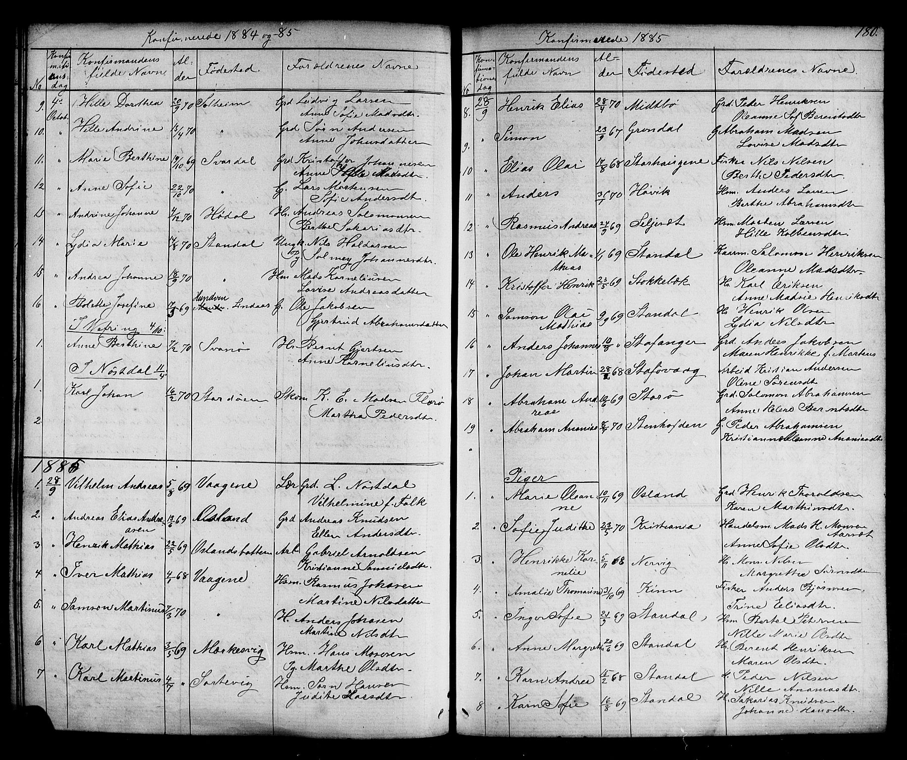 Kinn sokneprestembete, AV/SAB-A-80801/H/Hab/Habc/L0002: Parish register (copy) no. C 2, 1869-1918, p. 180