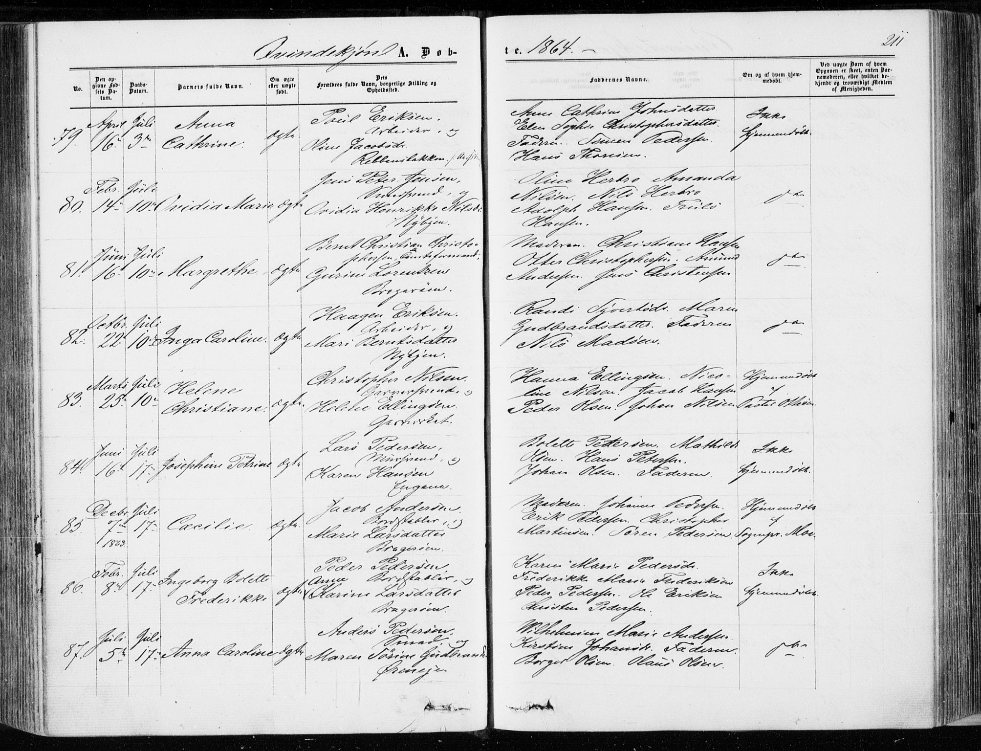 Bragernes kirkebøker, AV/SAKO-A-6/F/Fb/L0003: Parish register (official) no. II 3, 1860-1868, p. 211