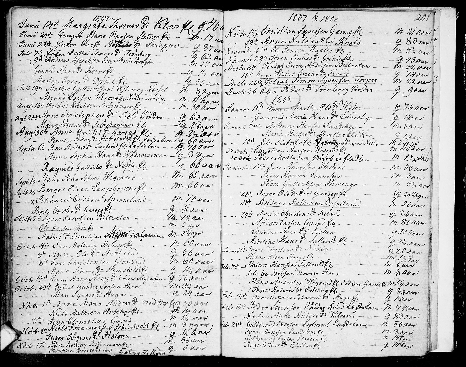 Eidsberg prestekontor Kirkebøker, SAO/A-10905/F/Fa/L0006: Parish register (official) no. I 6, 1807-1814, p. 201