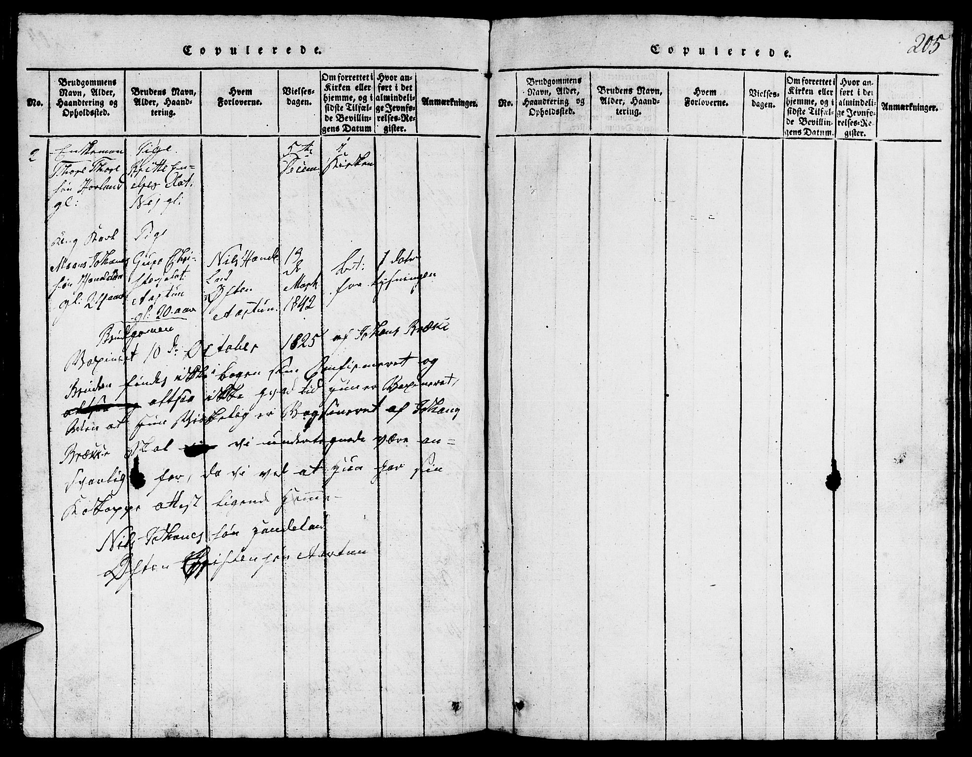 Suldal sokneprestkontor, SAST/A-101845/01/V/L0002: Parish register (copy) no. B 2, 1816-1845, p. 205