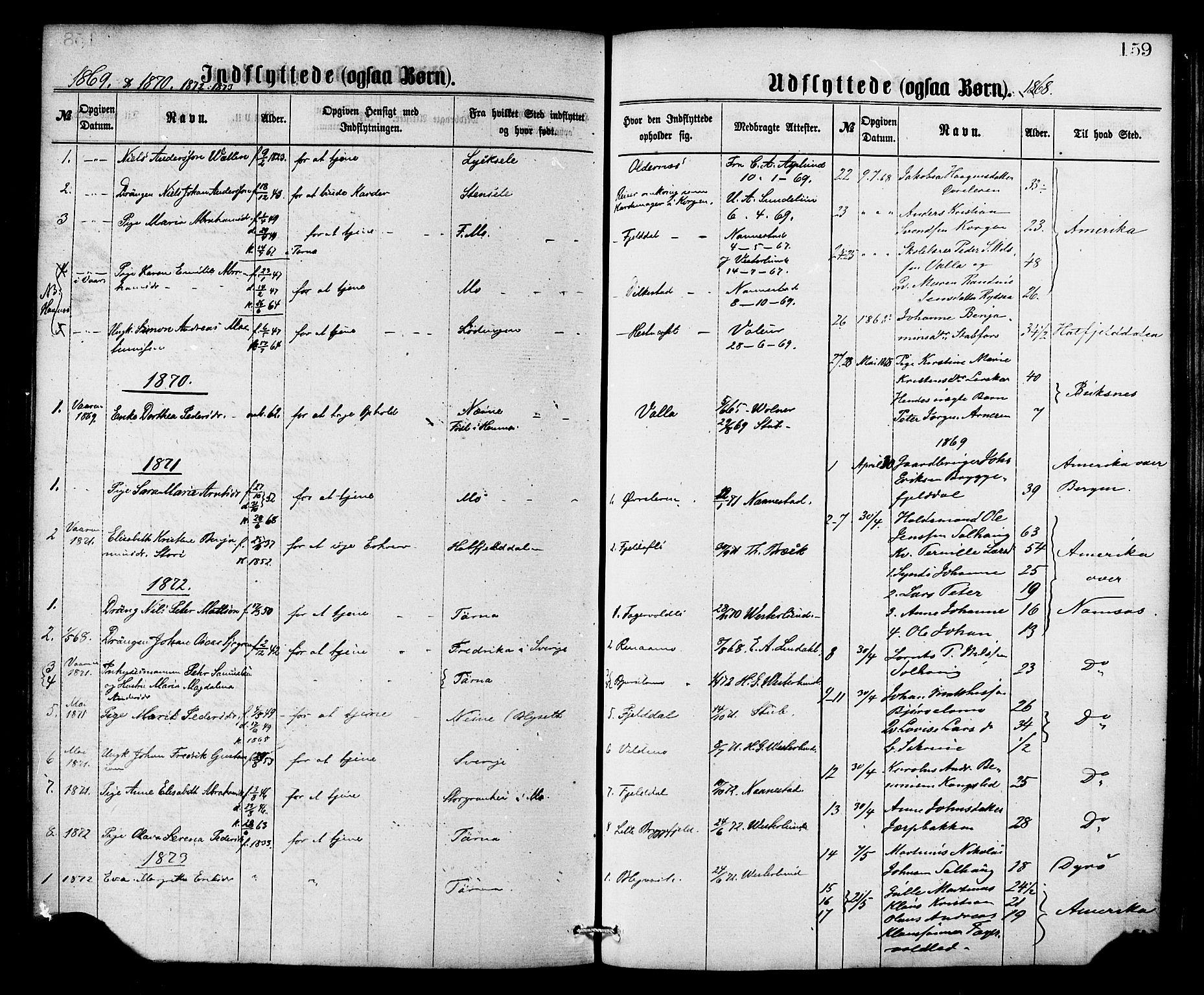Ministerialprotokoller, klokkerbøker og fødselsregistre - Nordland, SAT/A-1459/826/L0378: Parish register (official) no. 826A01, 1865-1878, p. 159