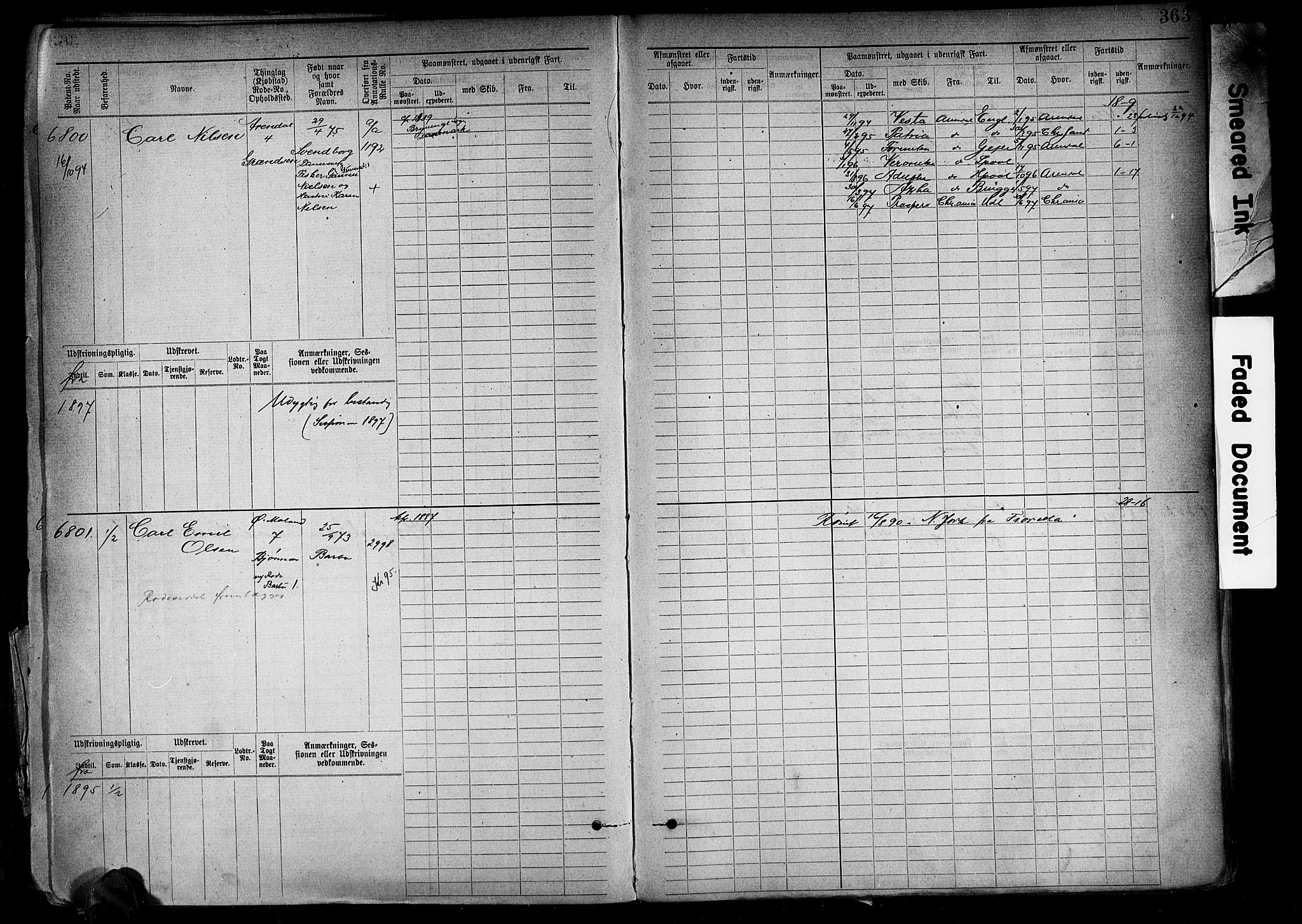 Arendal mønstringskrets, AV/SAK-2031-0012/F/Fb/L0018: Hovedrulle A nr 6077-6849, S-16, 1892-1894, p. 365