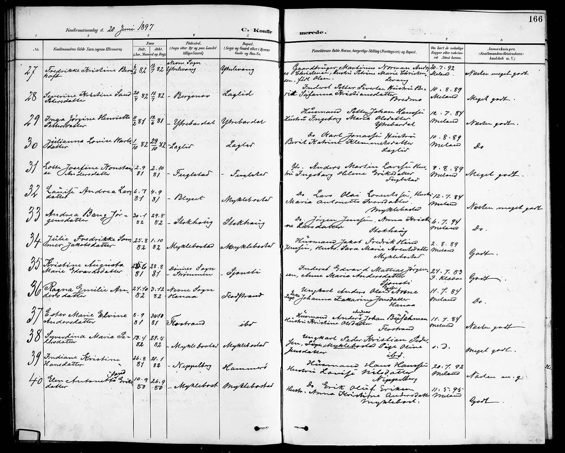 Ministerialprotokoller, klokkerbøker og fødselsregistre - Nordland, AV/SAT-A-1459/838/L0559: Parish register (copy) no. 838C06, 1893-1910, p. 166