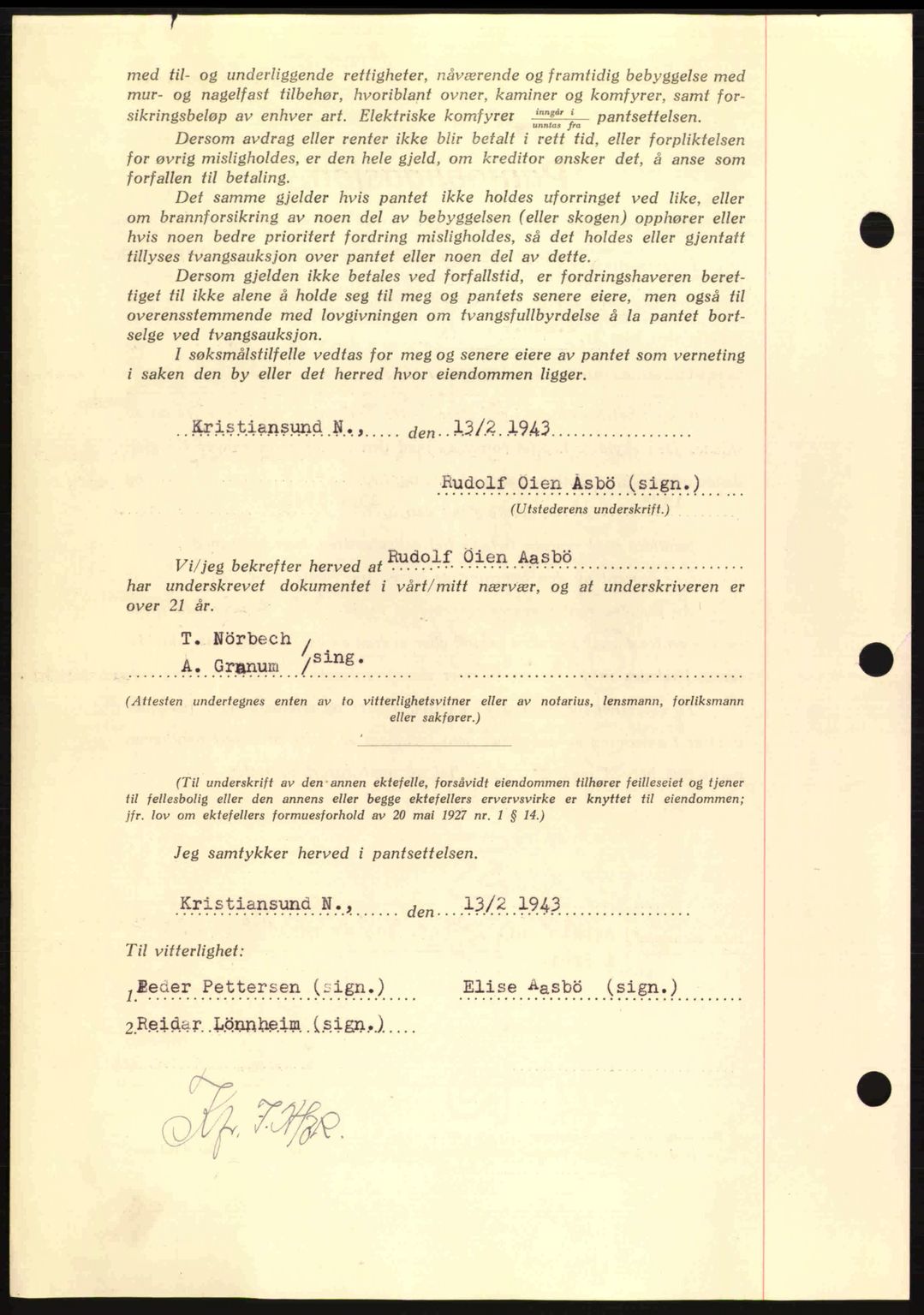 Nordmøre sorenskriveri, AV/SAT-A-4132/1/2/2Ca: Mortgage book no. B90, 1942-1943, Diary no: : 374/1943