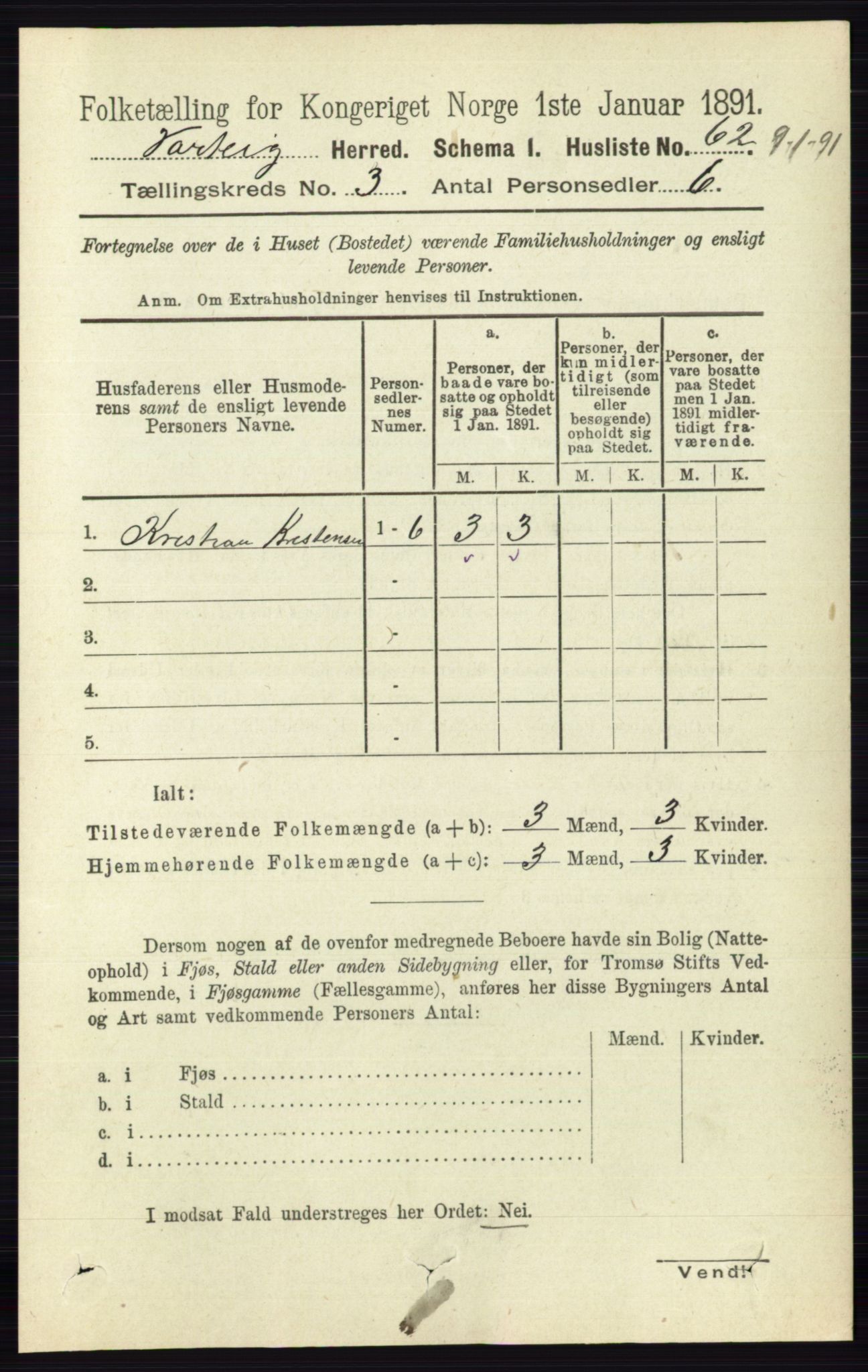 RA, 1891 census for 0114 Varteig, 1891, p. 1148