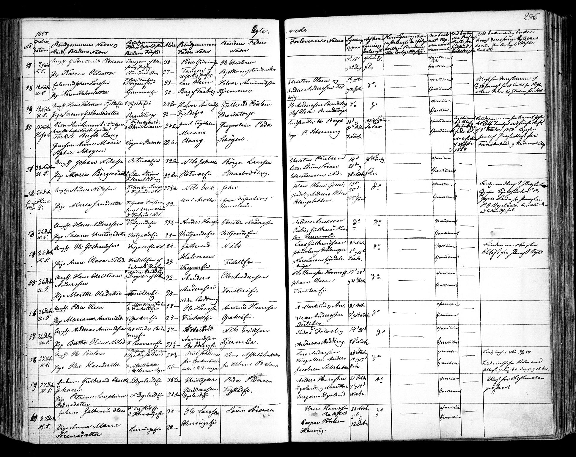 Nes prestekontor Kirkebøker, SAO/A-10410/F/Fa/L0007: Parish register (official) no. I 7, 1846-1858, p. 286