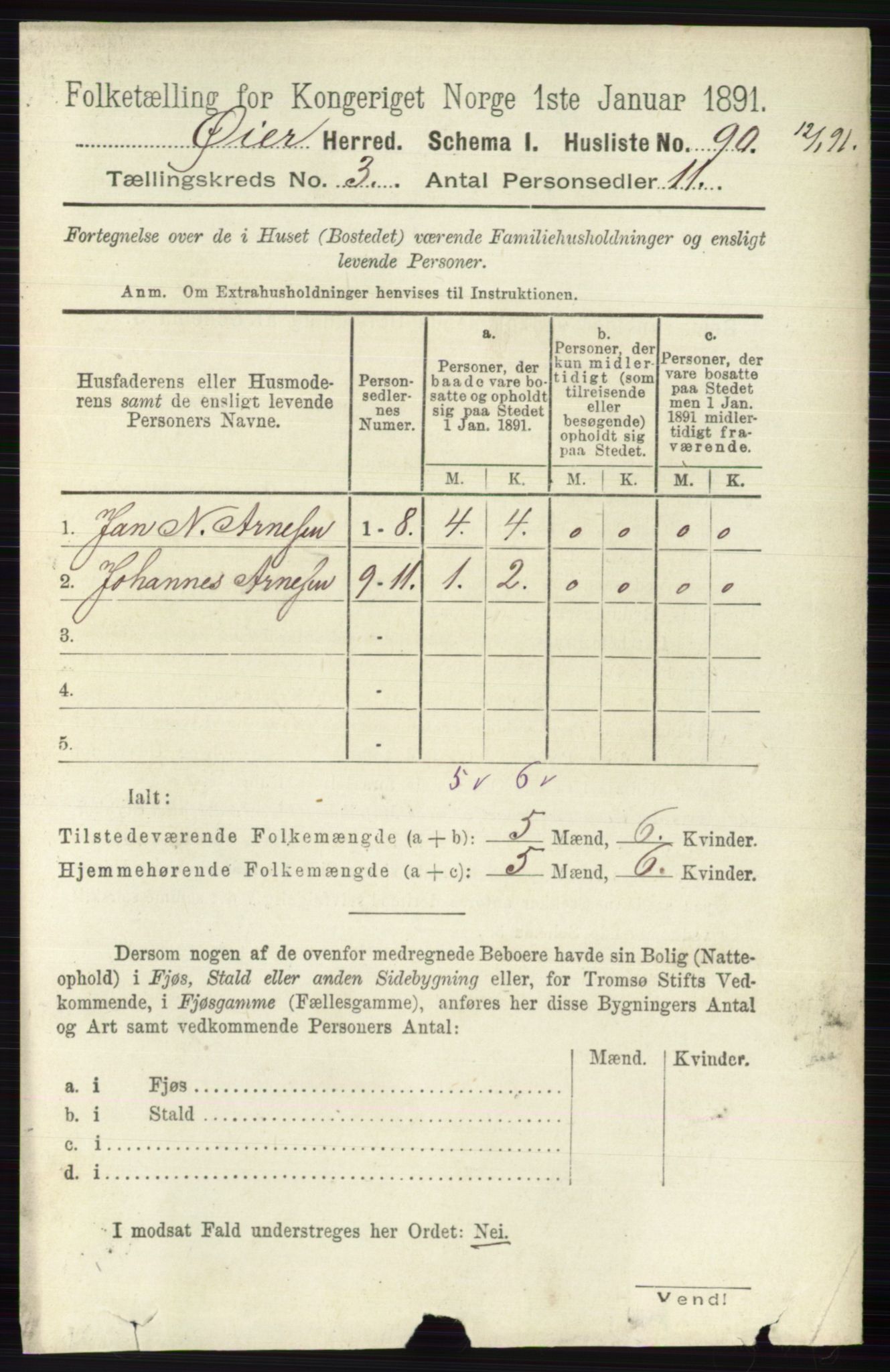 RA, 1891 census for 0521 Øyer, 1891, p. 715