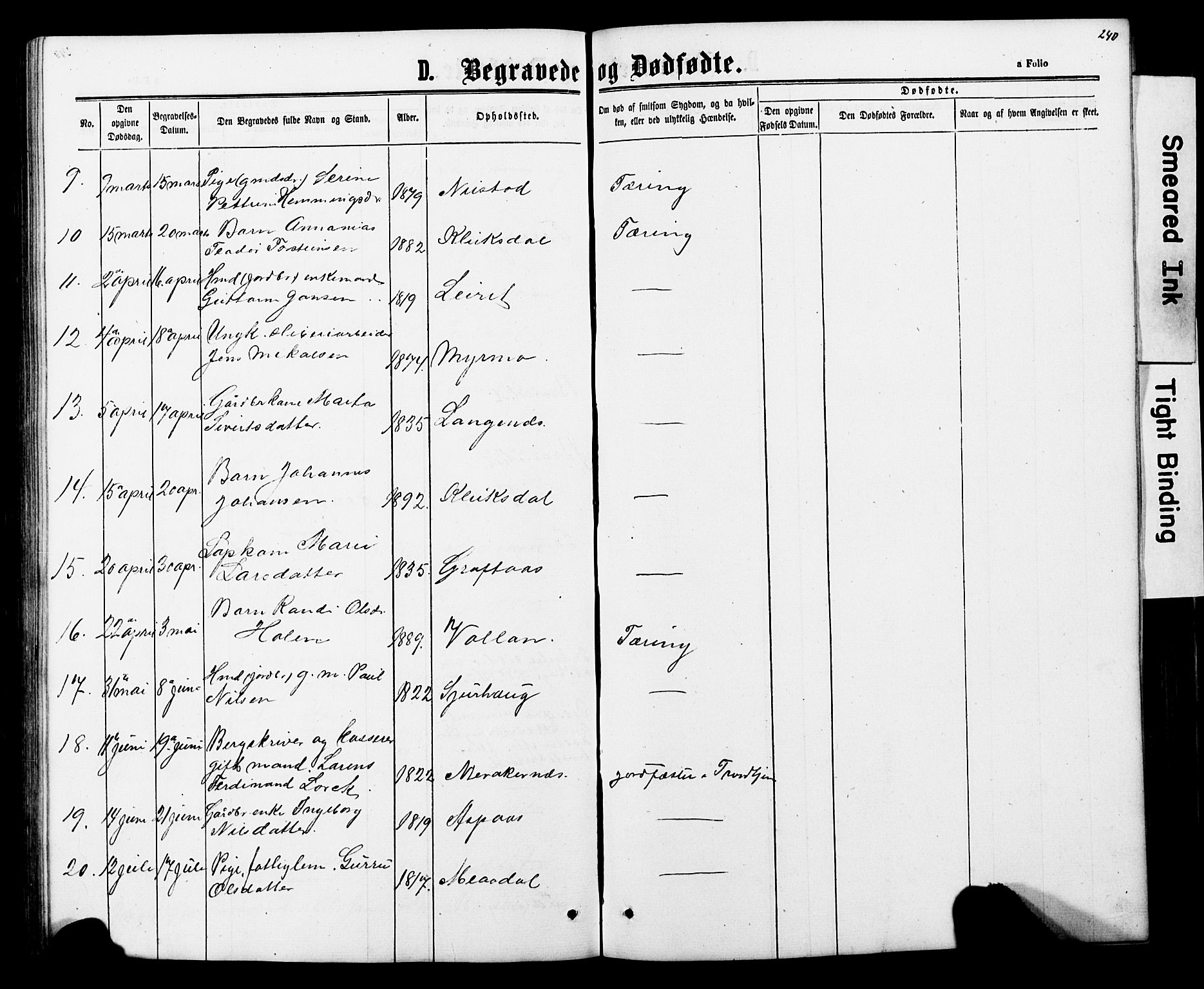 Ministerialprotokoller, klokkerbøker og fødselsregistre - Nord-Trøndelag, AV/SAT-A-1458/706/L0049: Parish register (copy) no. 706C01, 1864-1895, p. 240