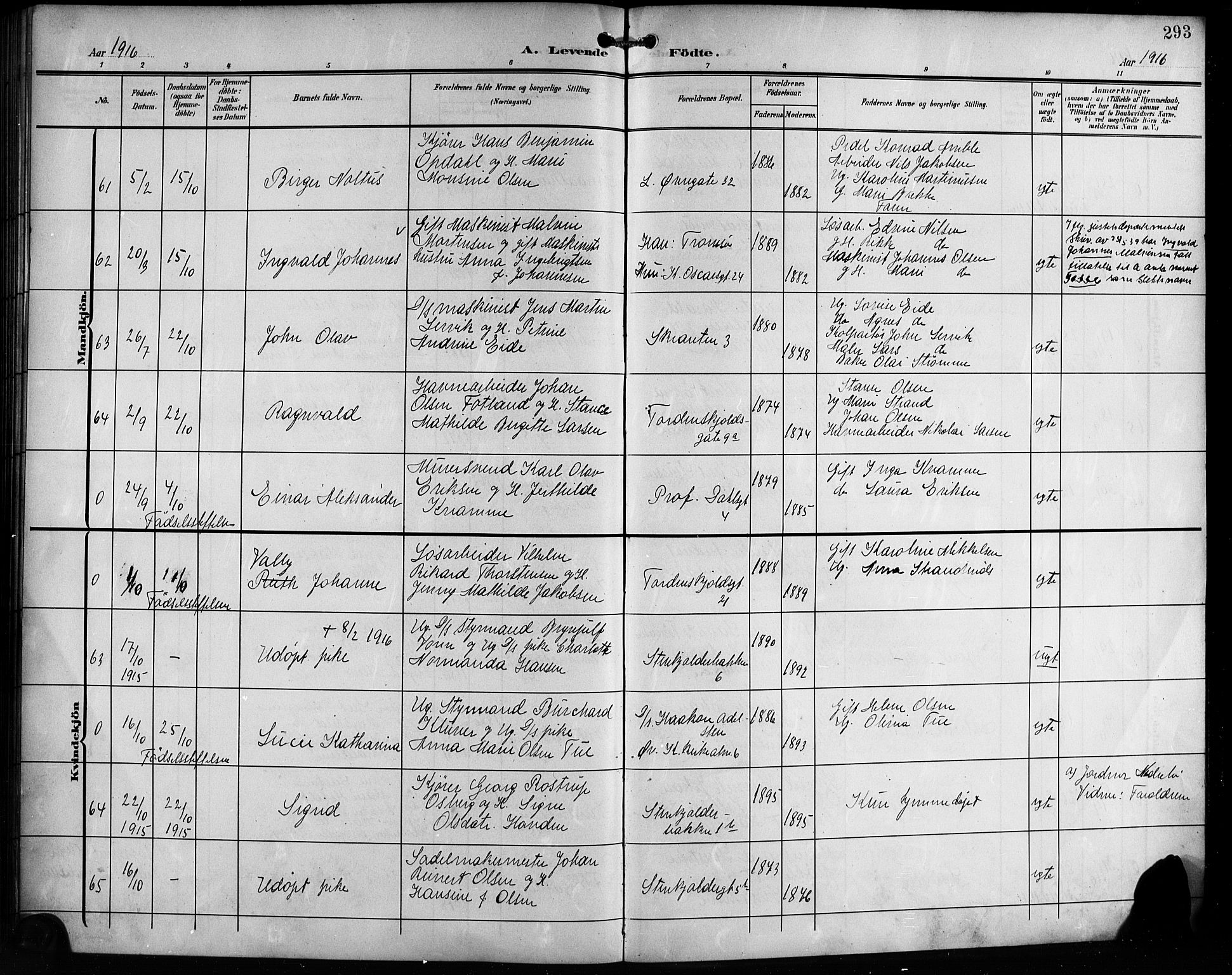 Korskirken sokneprestembete, AV/SAB-A-76101/H/Hab: Parish register (copy) no. B 11, 1905-1916, p. 293