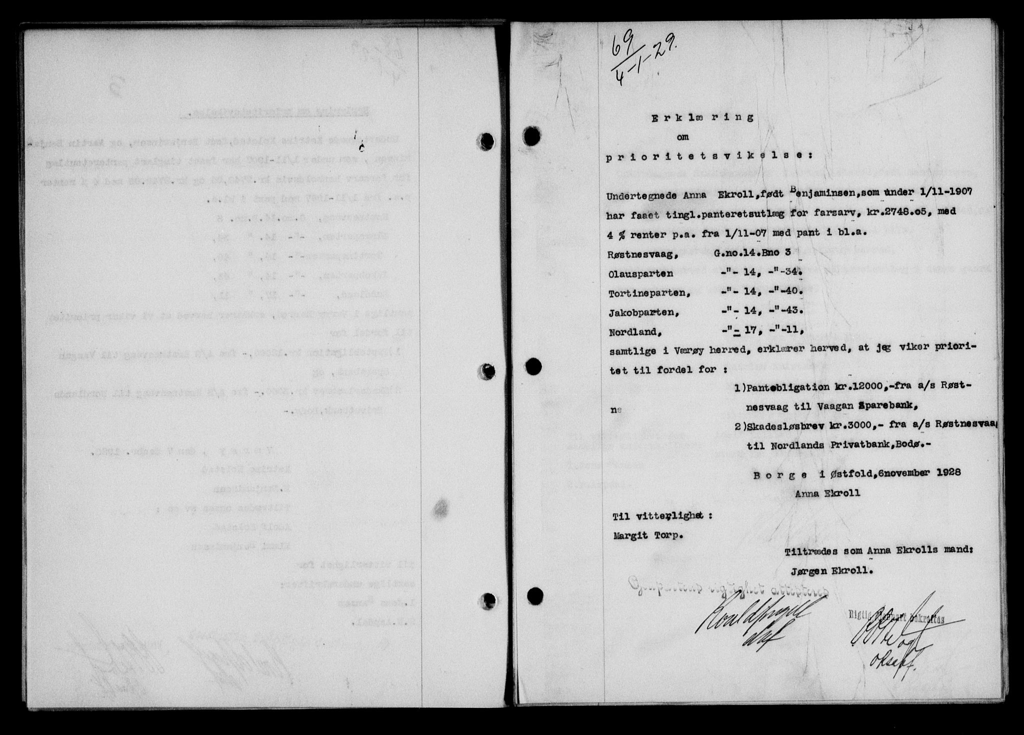 Lofoten sorenskriveri, SAT/A-0017/1/2/2C/L0019b: Mortgage book no. 19b, 1929-1929, Deed date: 04.01.1929