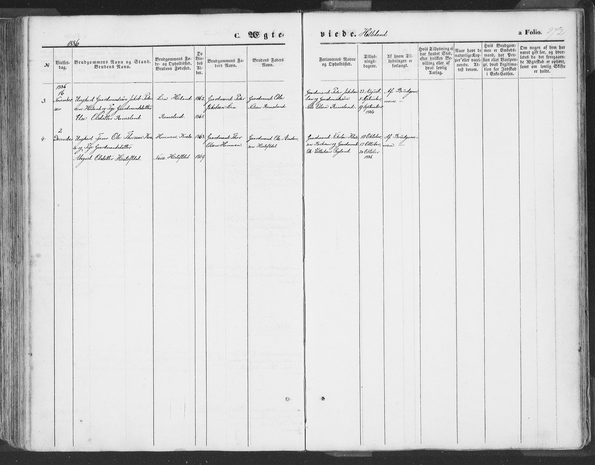 Helleland sokneprestkontor, SAST/A-101810: Parish register (official) no. A 7.1, 1863-1886, p. 272