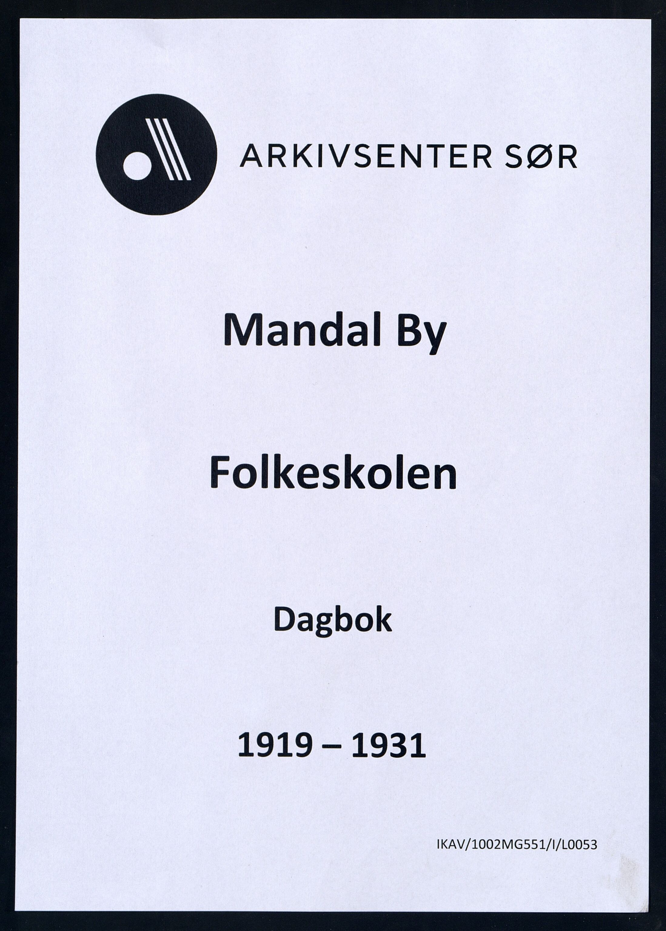 Mandal By - Mandal Allmueskole/Folkeskole/Skole, ARKSOR/1002MG551/I/L0053: Dagbok, 1919-1931