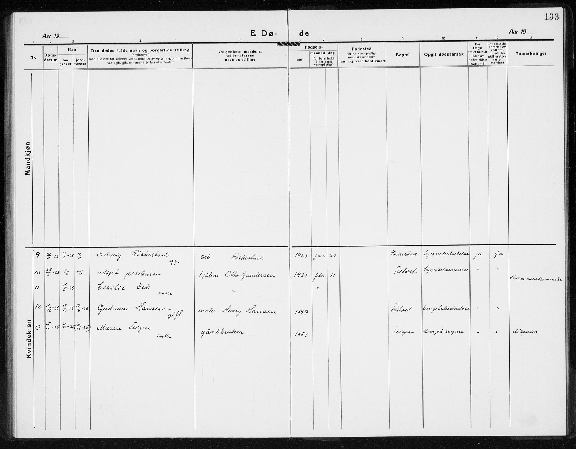 Hurum kirkebøker, AV/SAKO-A-229/G/Gb/L0001: Parish register (copy) no. II 1, 1917-1934, p. 133