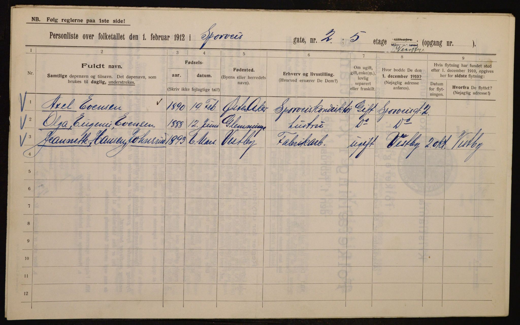 OBA, Municipal Census 1912 for Kristiania, 1912, p. 100685