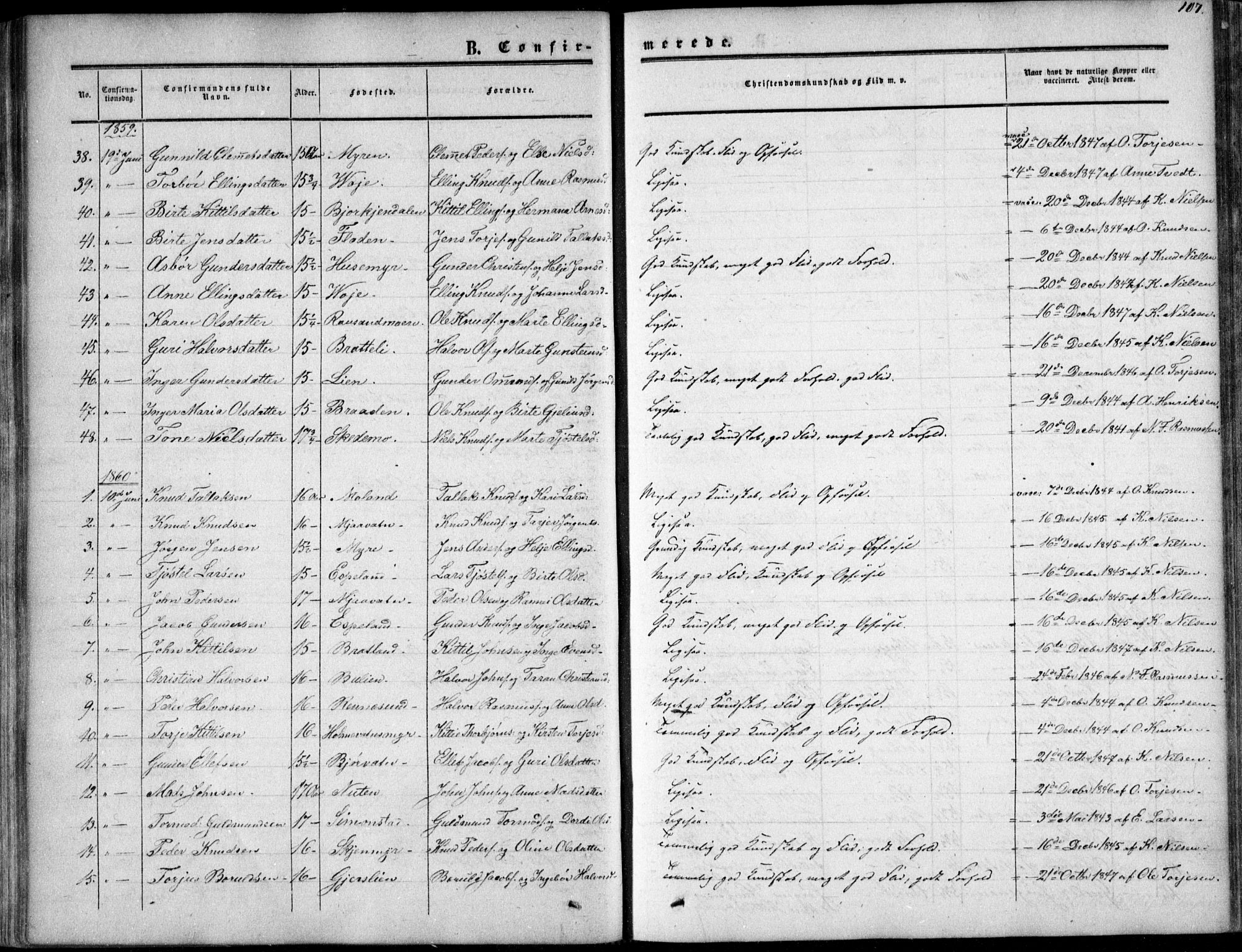 Gjerstad sokneprestkontor, AV/SAK-1111-0014/F/Fa/Fab/L0003: Parish register (official) no. A 3, 1853-1878, p. 107