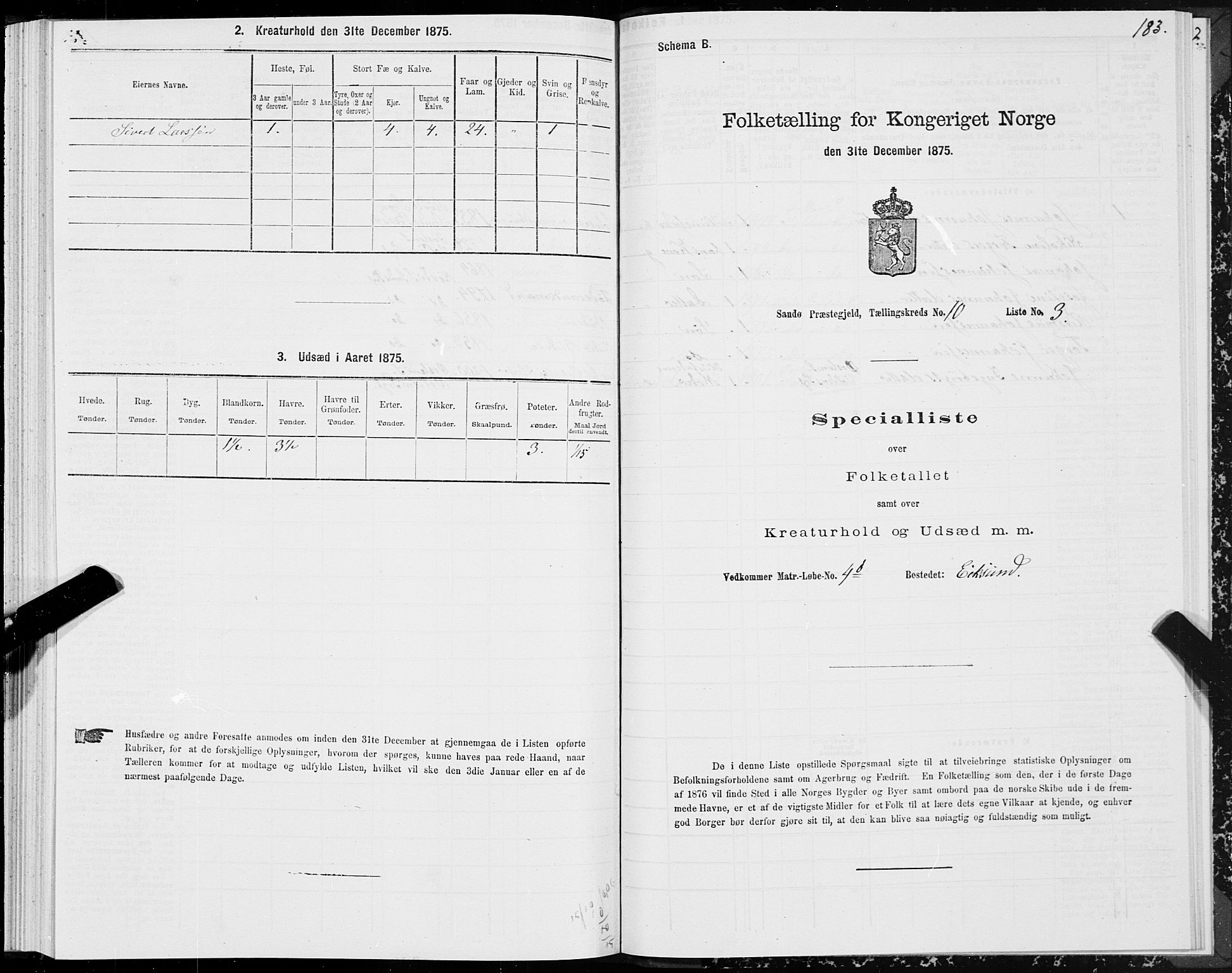 SAT, 1875 census for 1514P Sande, 1875, p. 4183