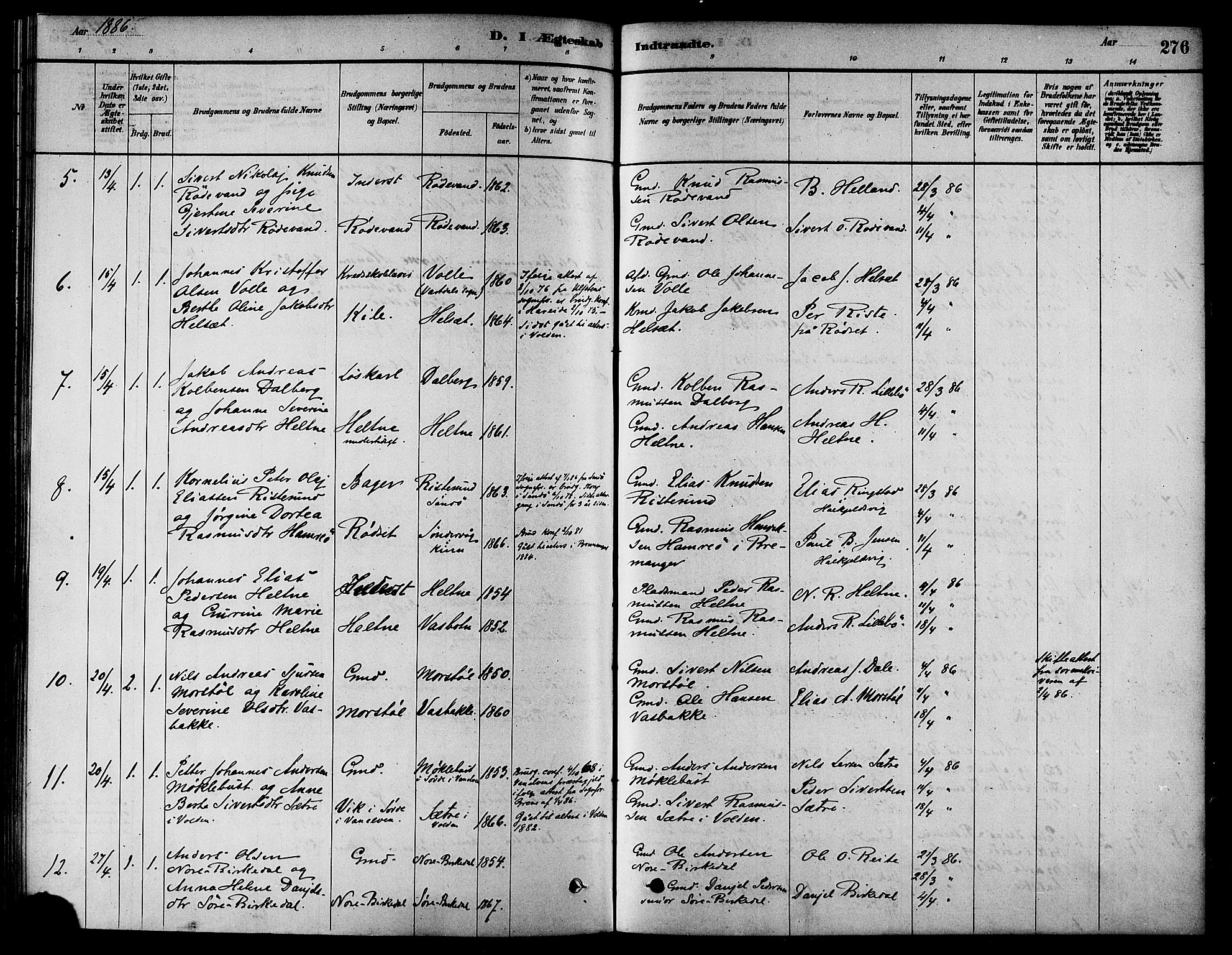 Ministerialprotokoller, klokkerbøker og fødselsregistre - Møre og Romsdal, AV/SAT-A-1454/511/L0141: Parish register (official) no. 511A08, 1878-1890, p. 276