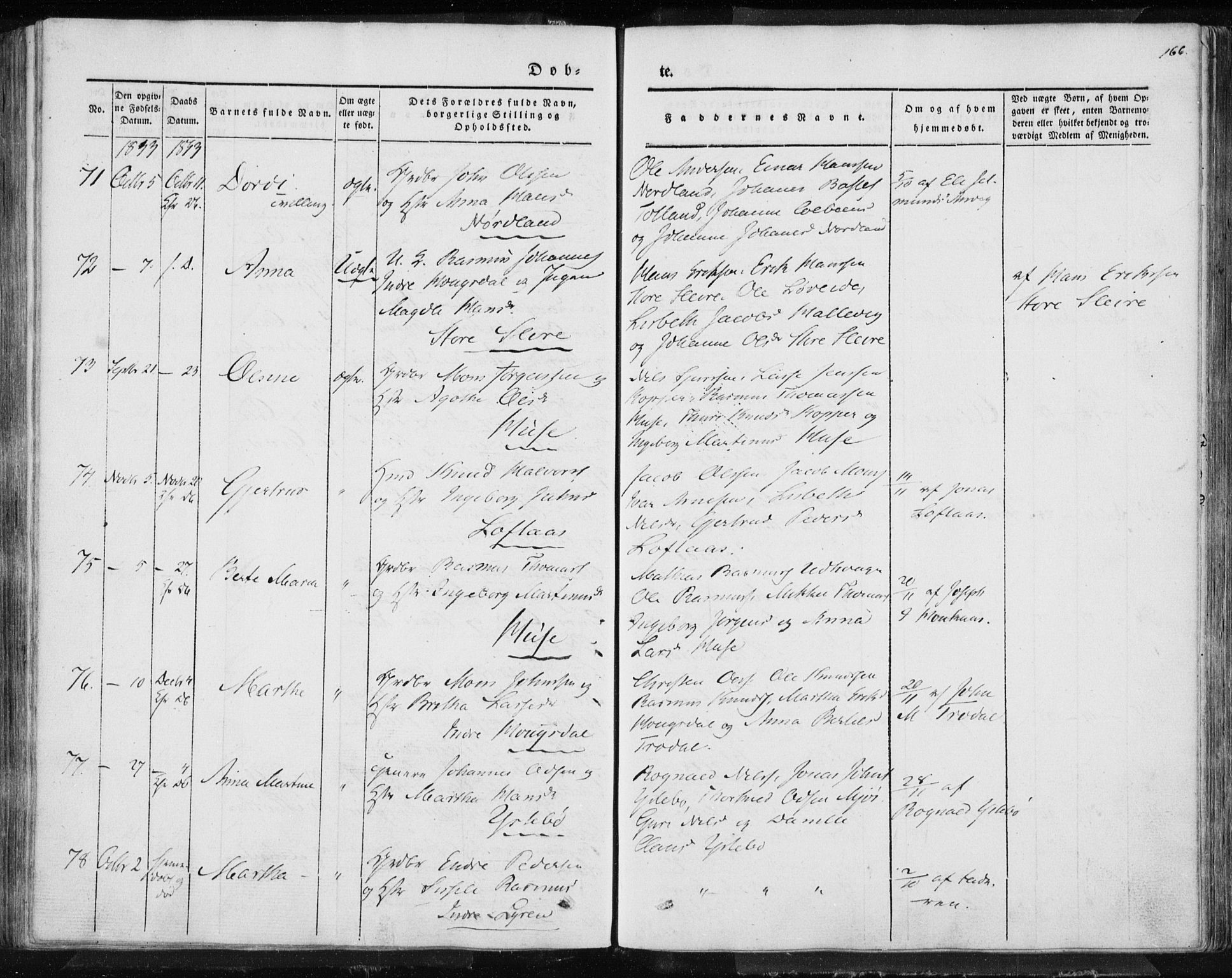 Lindås Sokneprestembete, AV/SAB-A-76701/H/Haa/Haaa/L0010: Parish register (official) no. A 10, 1842-1862, p. 166