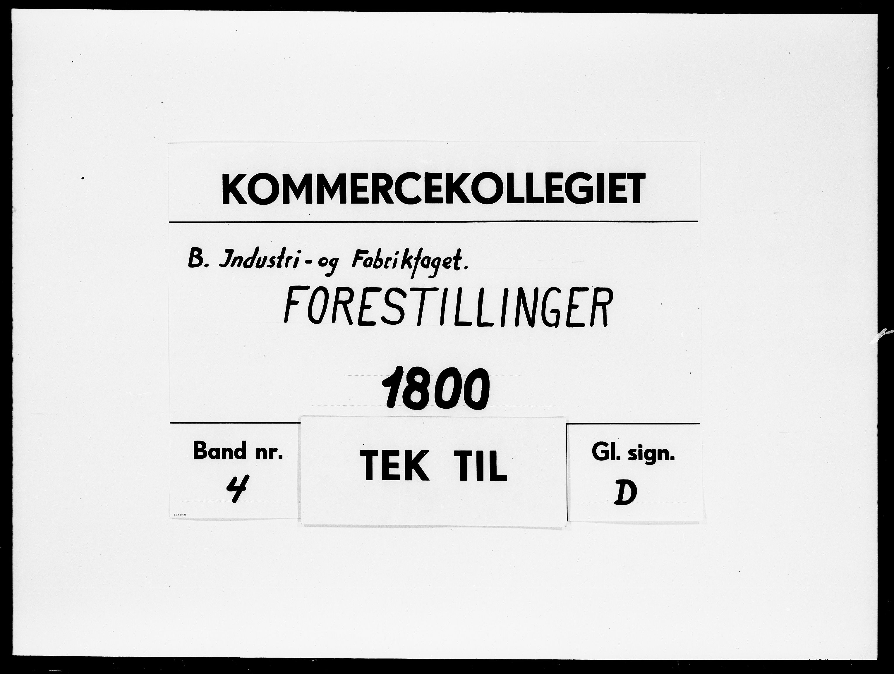 Kommercekollegiet, Industri- og Fabriksfaget, DRA/A-0004/-/1340: Forestillinger, 1800